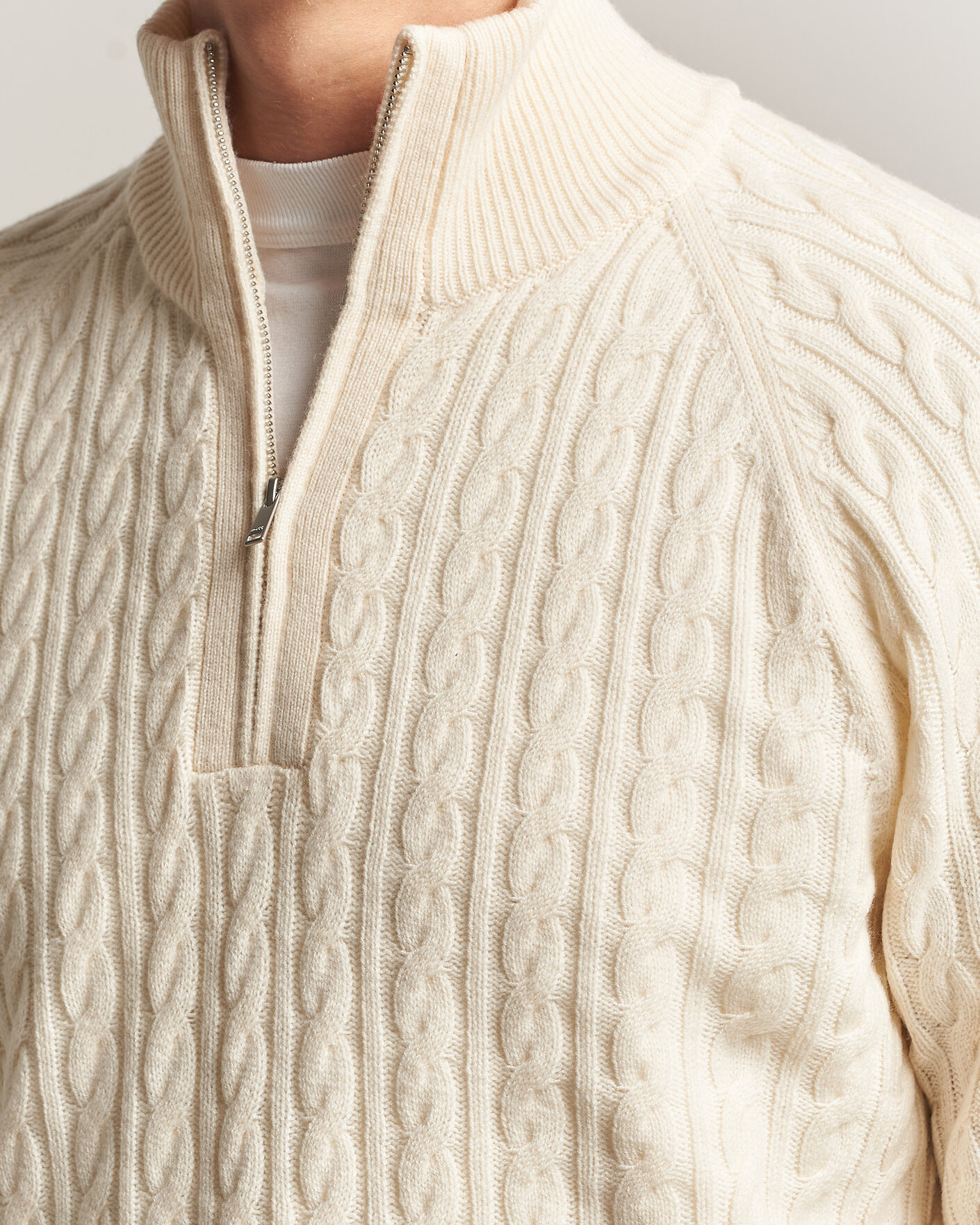 Homme | Pulls Et Tricots | BOSS BLACK | Furore Wool/Cashmere Cable Half Zip Open White