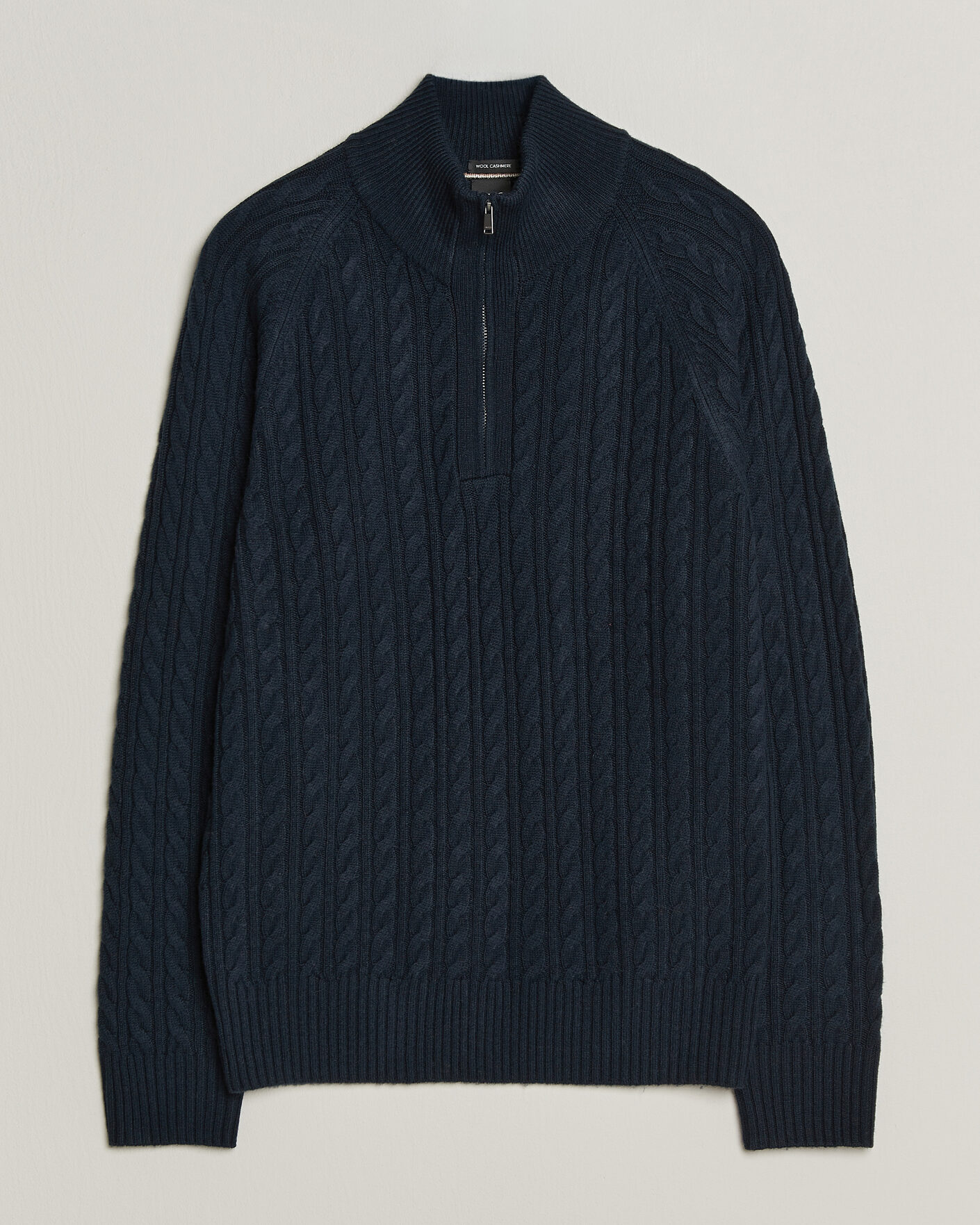 Homme | Pulls Et Tricots | BOSS BLACK | Furore Wool/Cashmere Cable Half Zip Dark Blue