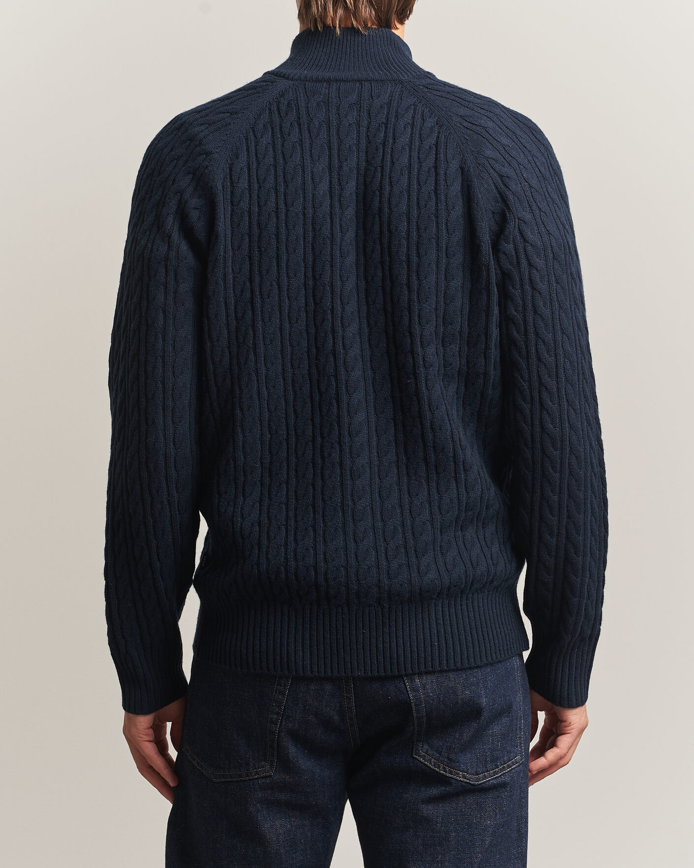 Homme | Pulls Et Tricots | BOSS BLACK | Furore Wool/Cashmere Cable Half Zip Dark Blue