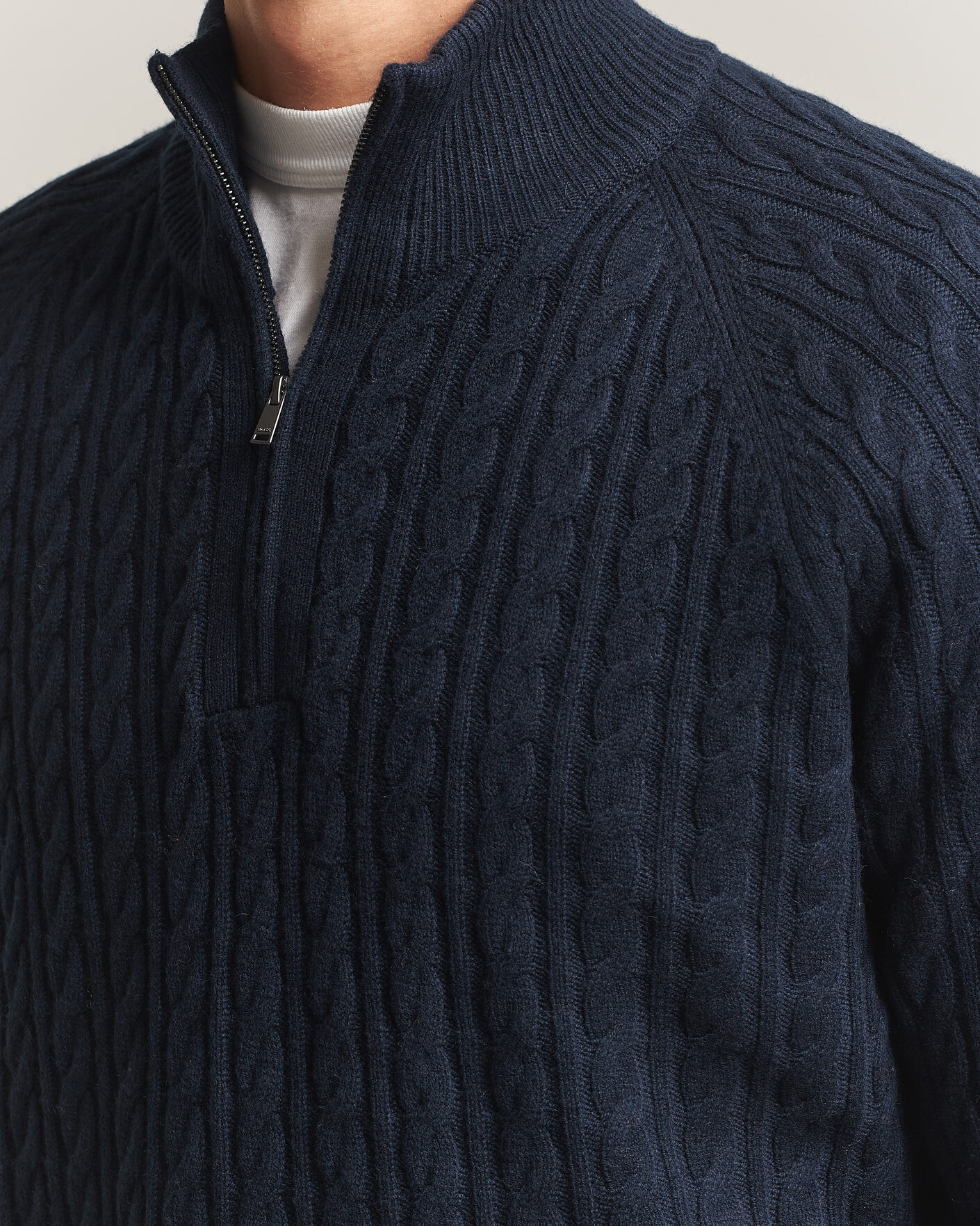 Homme | Pulls Et Tricots | BOSS BLACK | Furore Wool/Cashmere Cable Half Zip Dark Blue