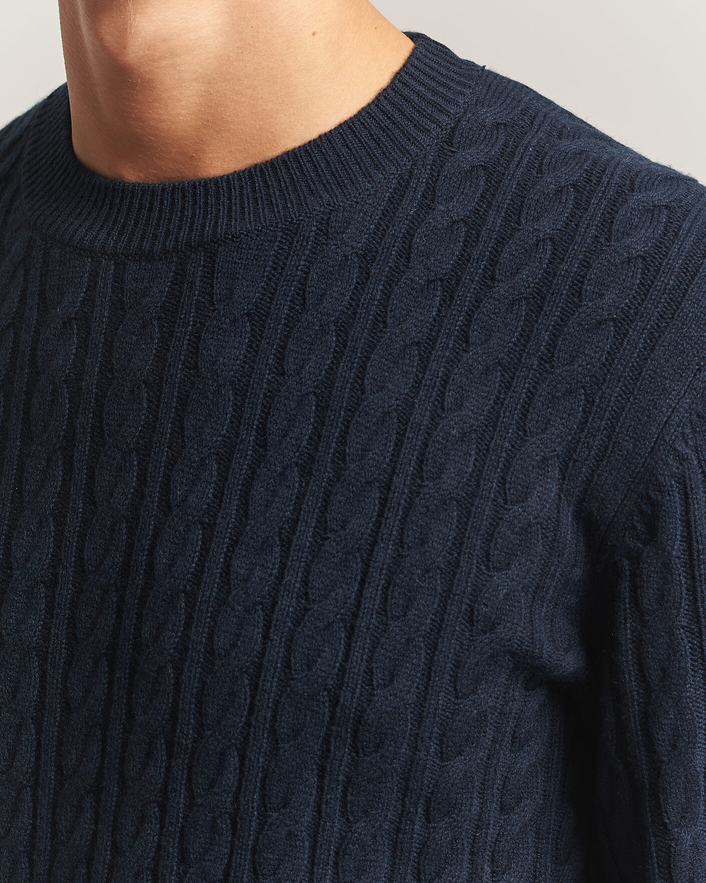 Homme | Pulls Et Tricots | BOSS BLACK | Furlan Wool/Cashmere Cable Crew Neck Dark Blue