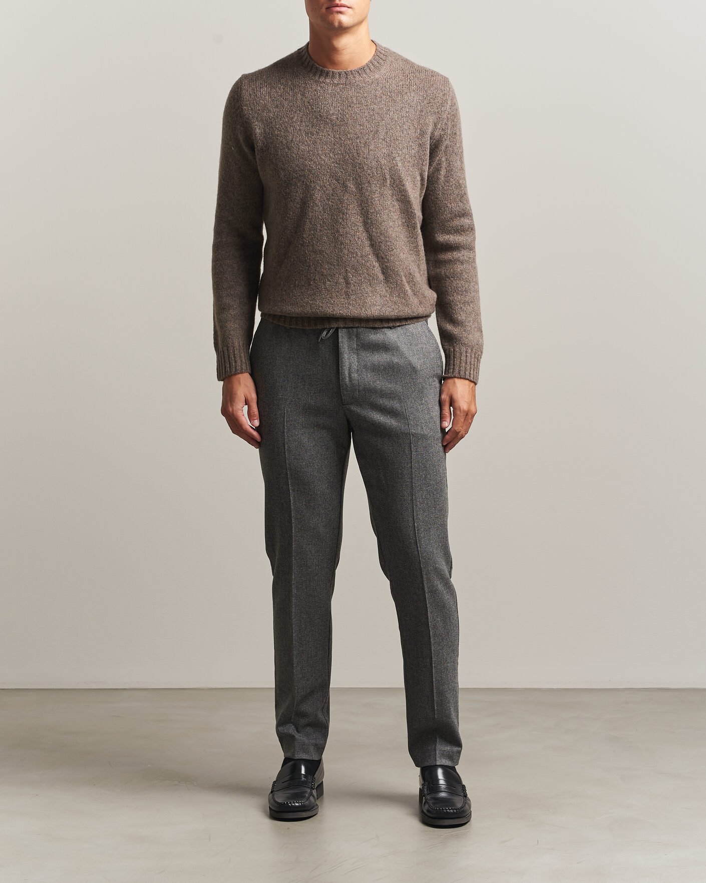 Homme | Pantalons | BOSS BLACK | Kane Brushed Drawstring Trousers Medium Grey