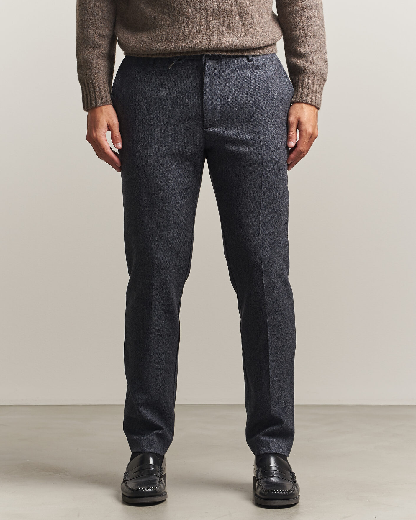 Homme | Pantalons | BOSS BLACK | Kane Brushed Drawstring Trousers Dark Blue