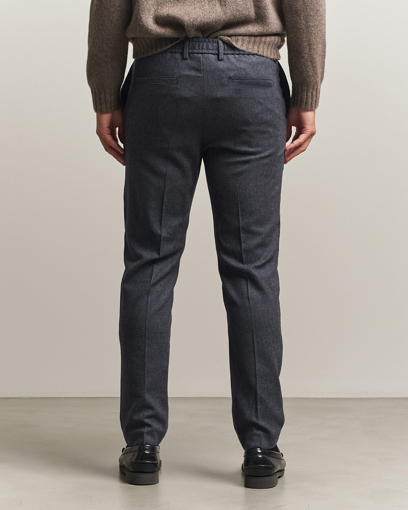 Homme | Pantalons | BOSS BLACK | Kane Brushed Drawstring Trousers Dark Blue