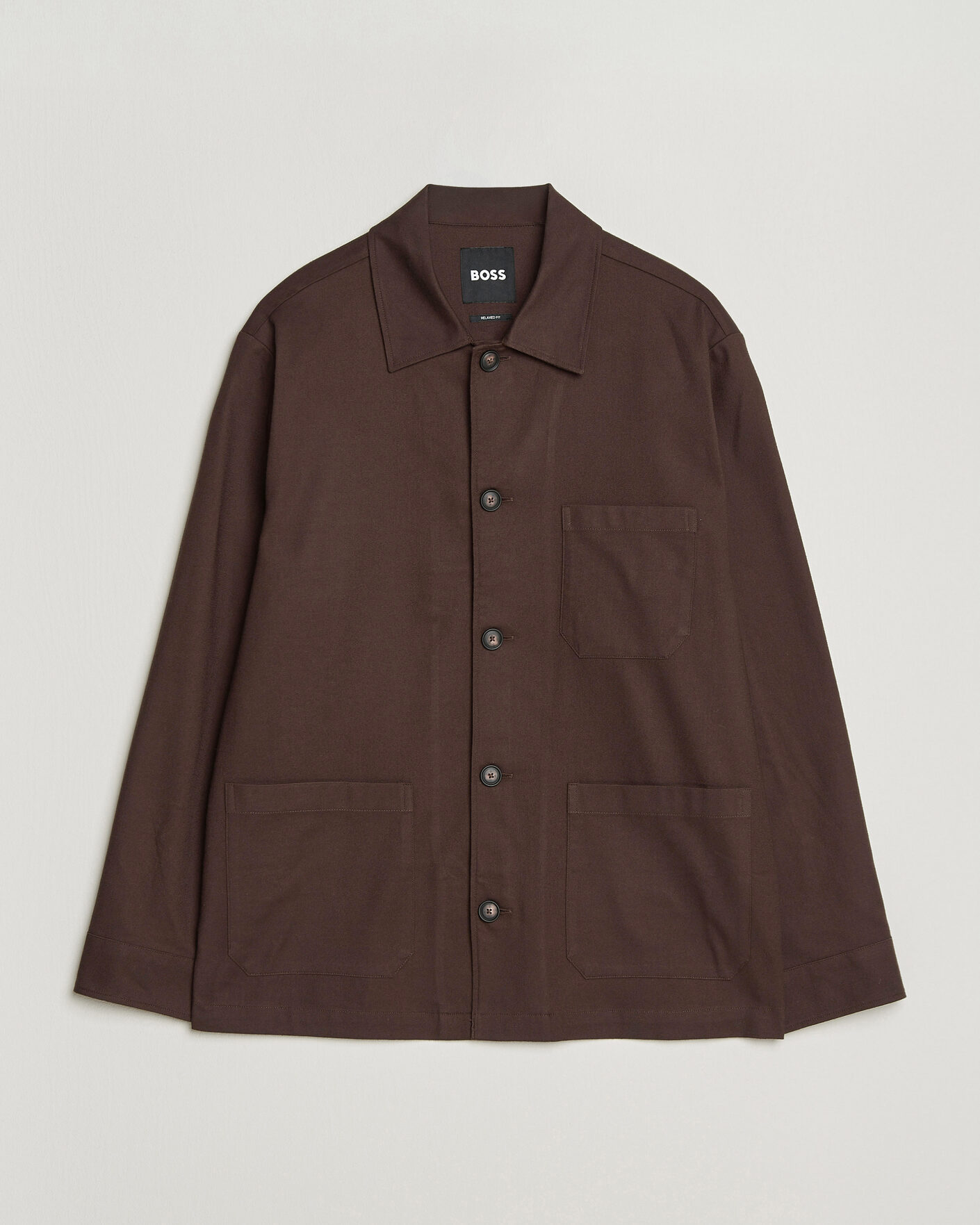 Homme | Chemises | BOSS BLACK | Cai Cotton Overshirt Dark Brown