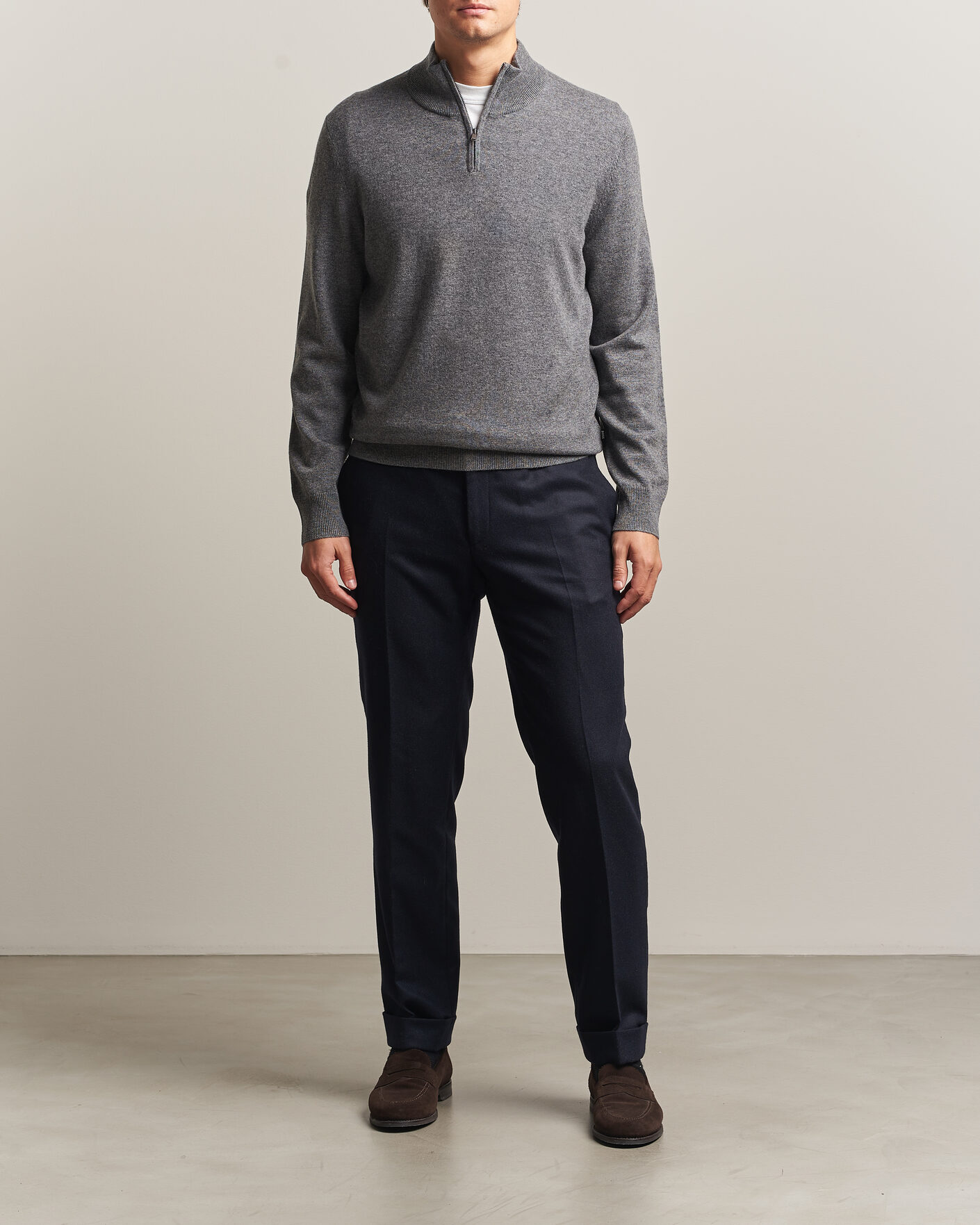 Homme | Pulls Et Tricots | BOSS BLACK | Hemarlo Wool/Cashmere Half Zip Medium Grey
