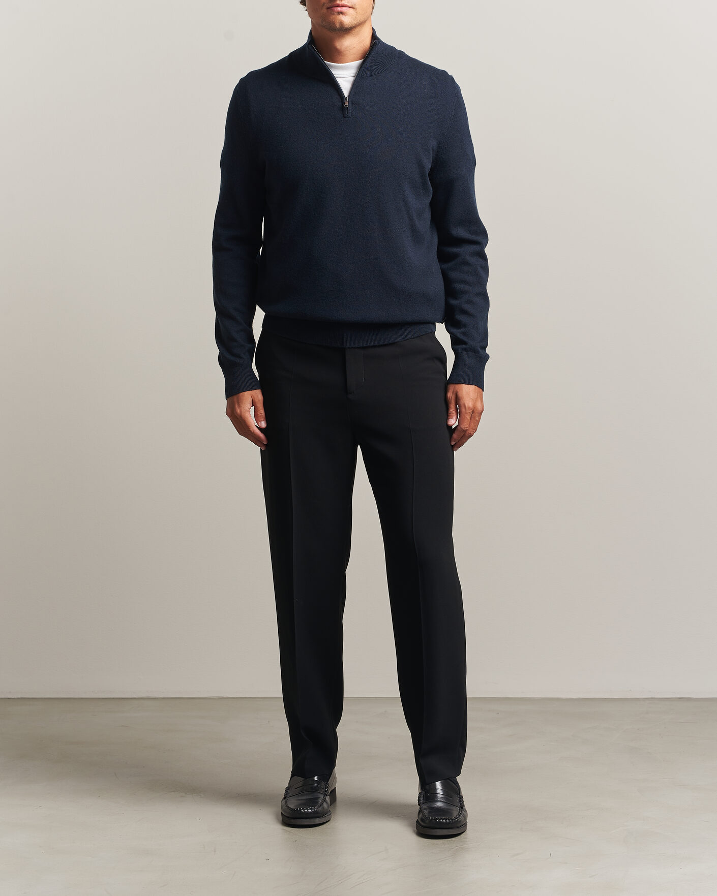 Homme | Pulls Et Tricots | BOSS BLACK | Hemarlo Wool/Cashmere Half Zip Dark Blue