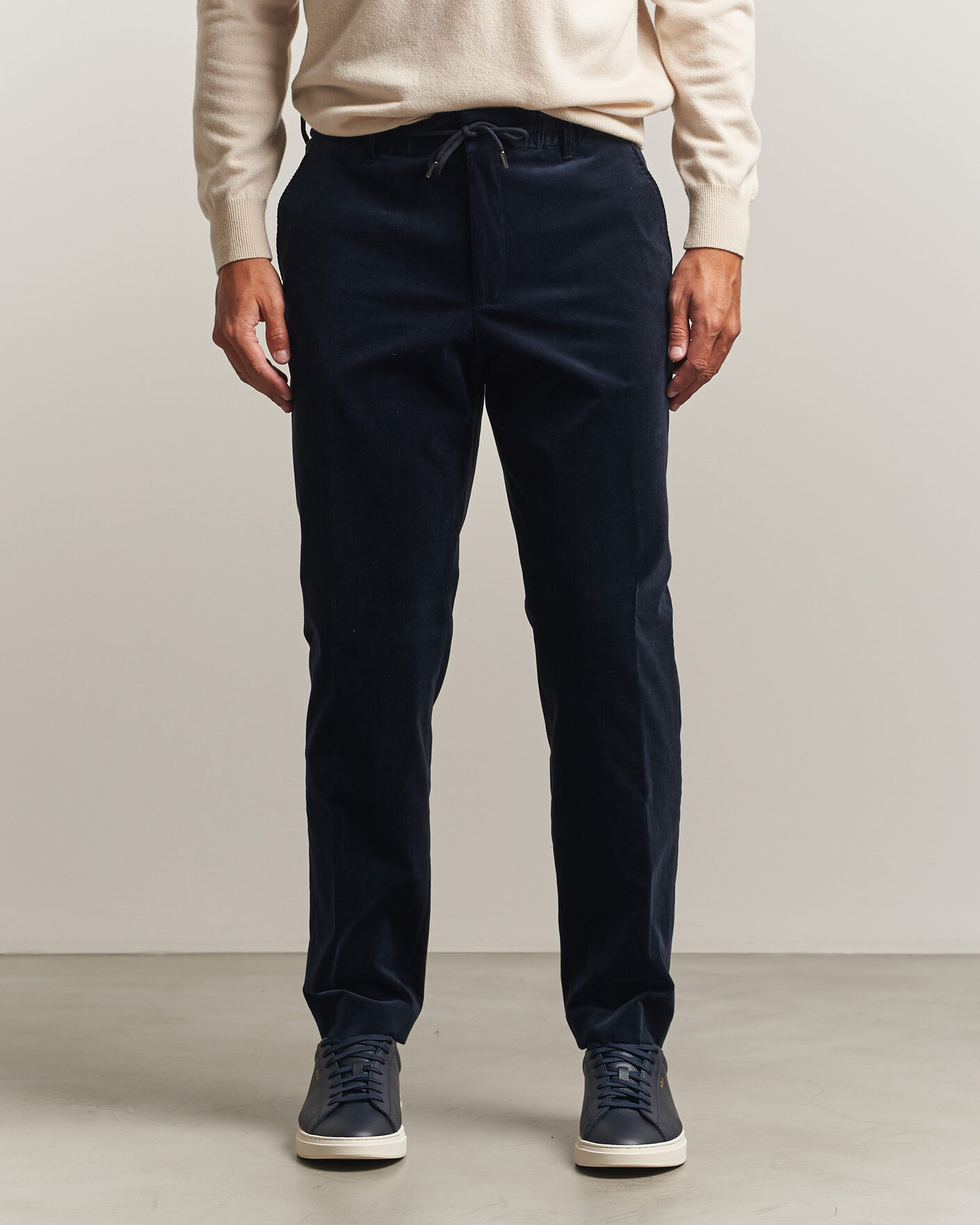 Homme | Pantalons | BOSS BLACK | Perin Corduroy Drawstring Trousers Dark Blue