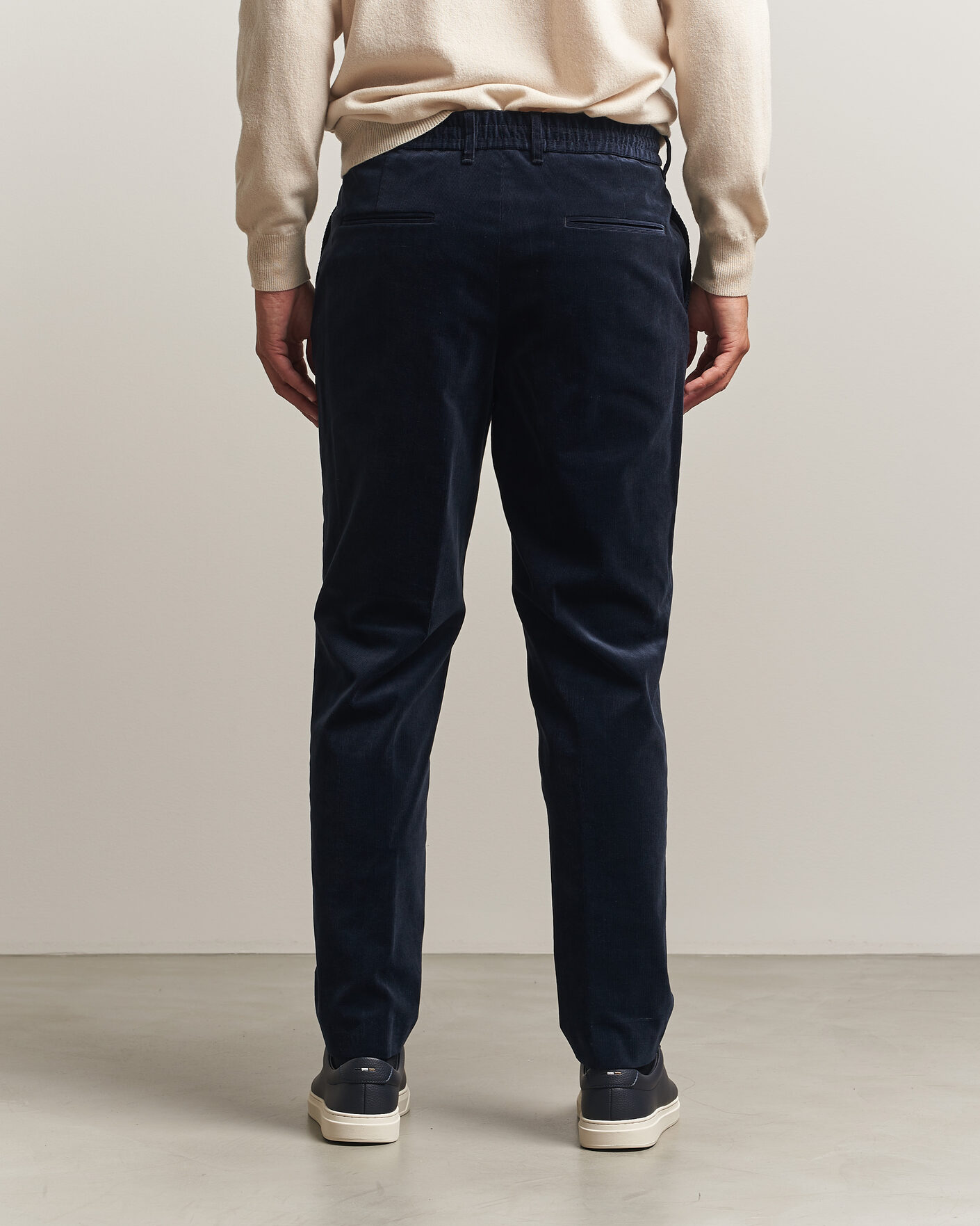 Homme | Pantalons | BOSS BLACK | Perin Corduroy Drawstring Trousers Dark Blue