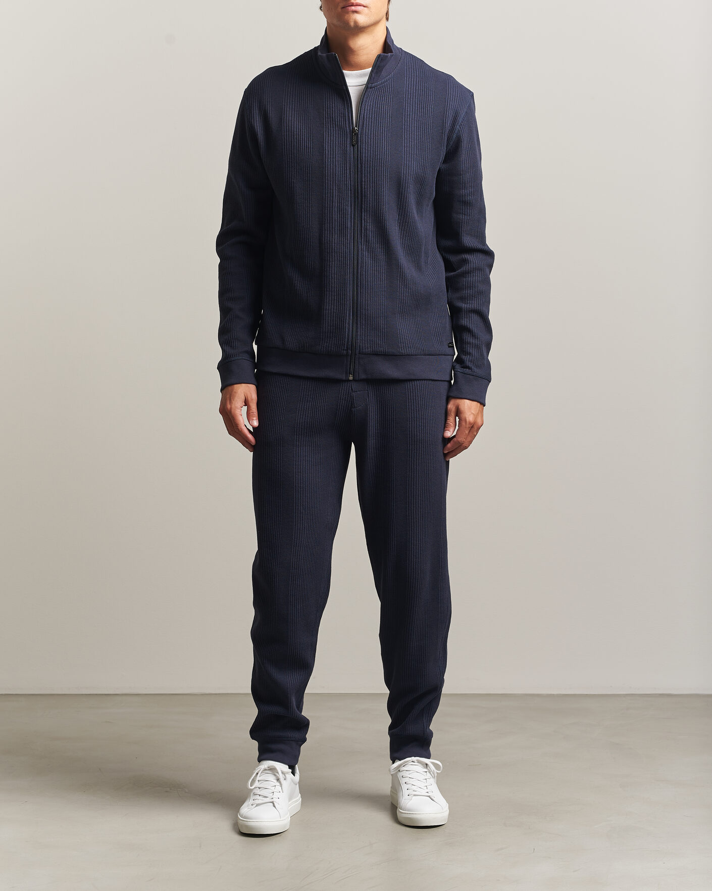 Homme | Pulls Et Tricots | BOSS BLACK | Structured Loungewear Full Zip Dark Blue