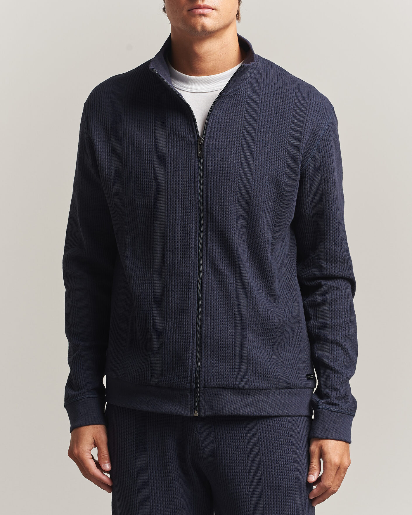 Homme | Pulls Et Tricots | BOSS BLACK | Structured Loungewear Full Zip Dark Blue