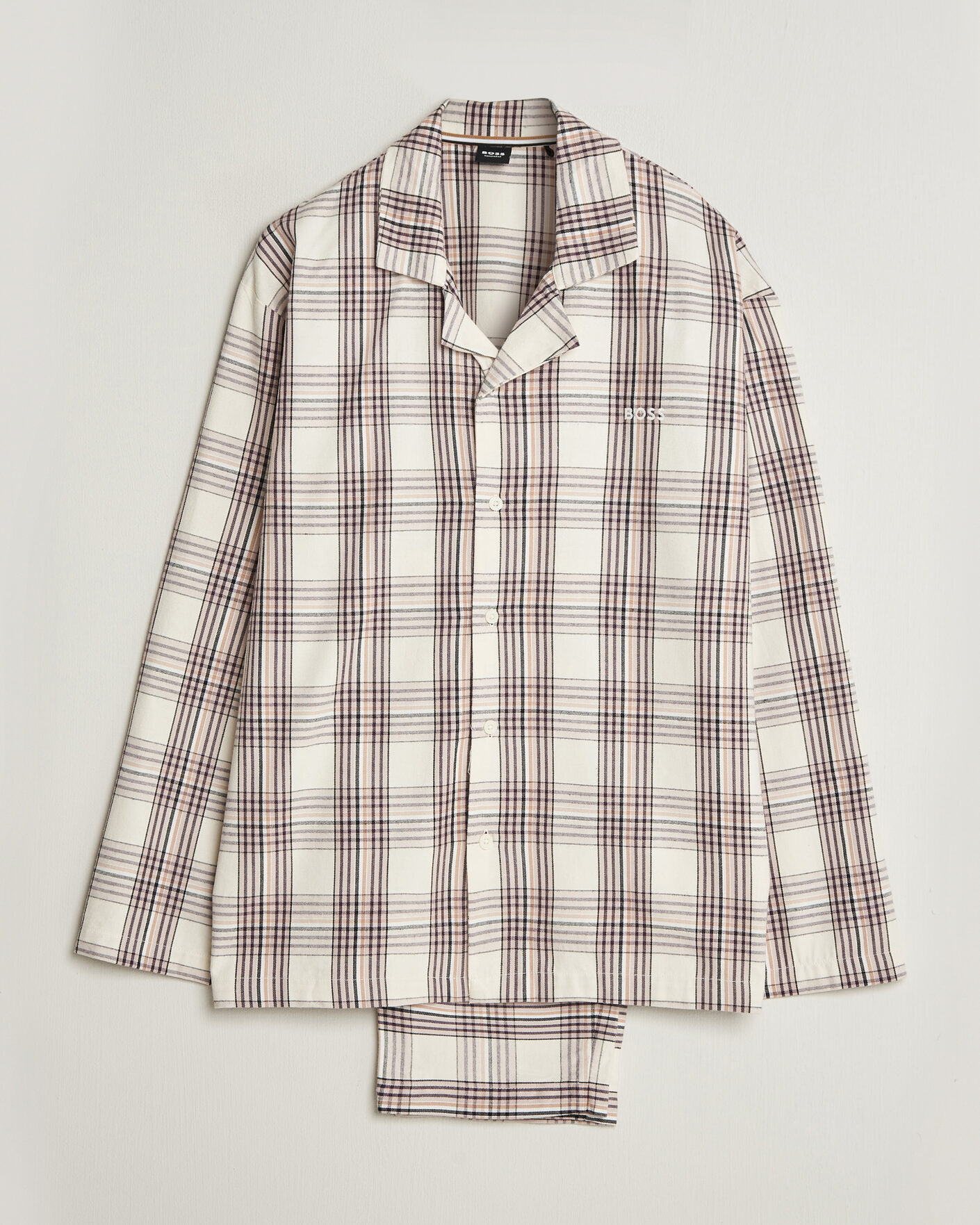 Homme | Peignoirs Et Pyjamas | BOSS BLACK | Checked Flannel Pyjama Set Open White