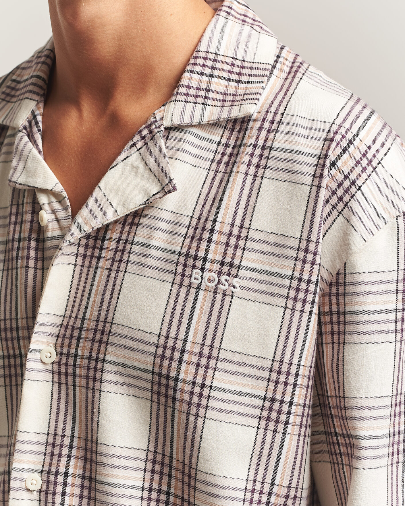 Homme | Peignoirs Et Pyjamas | BOSS BLACK | Checked Flannel Pyjama Set Open White