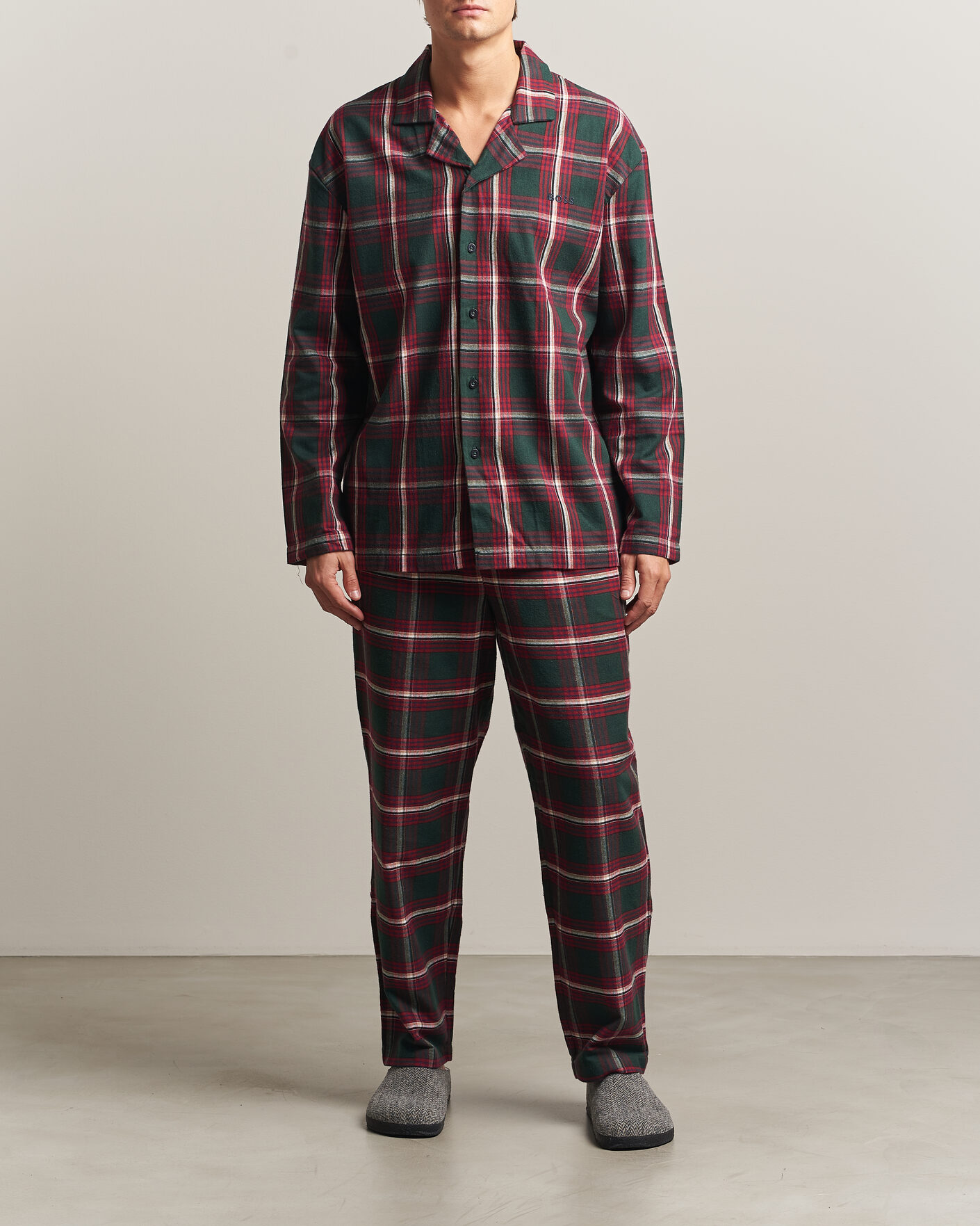 Homme | Peignoirs Et Pyjamas | BOSS BLACK | Checked Flannel Pyjama Set Open Red