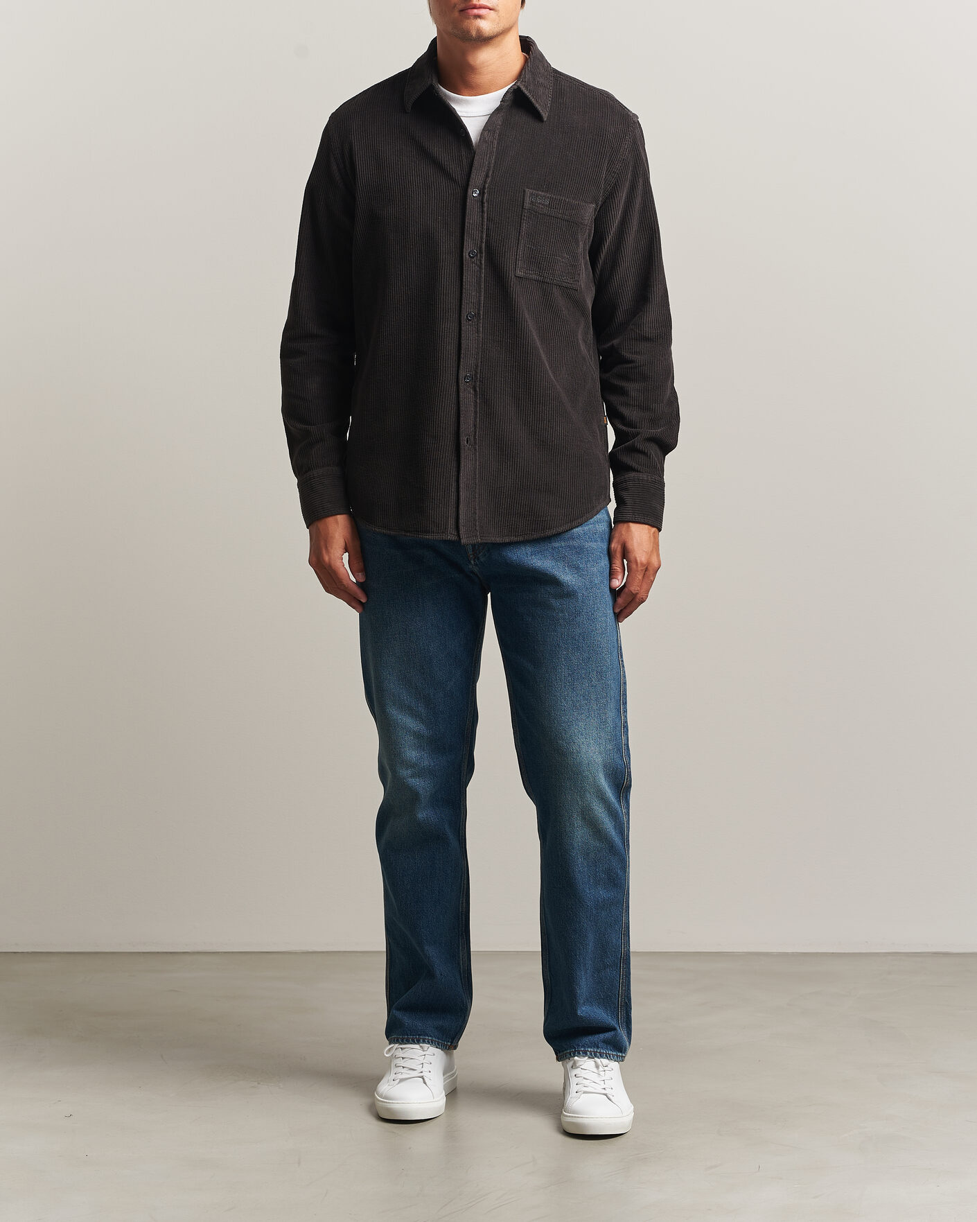 Homme | Chemises | BOSS ORANGE | Relegant Corduroy Shirt Black