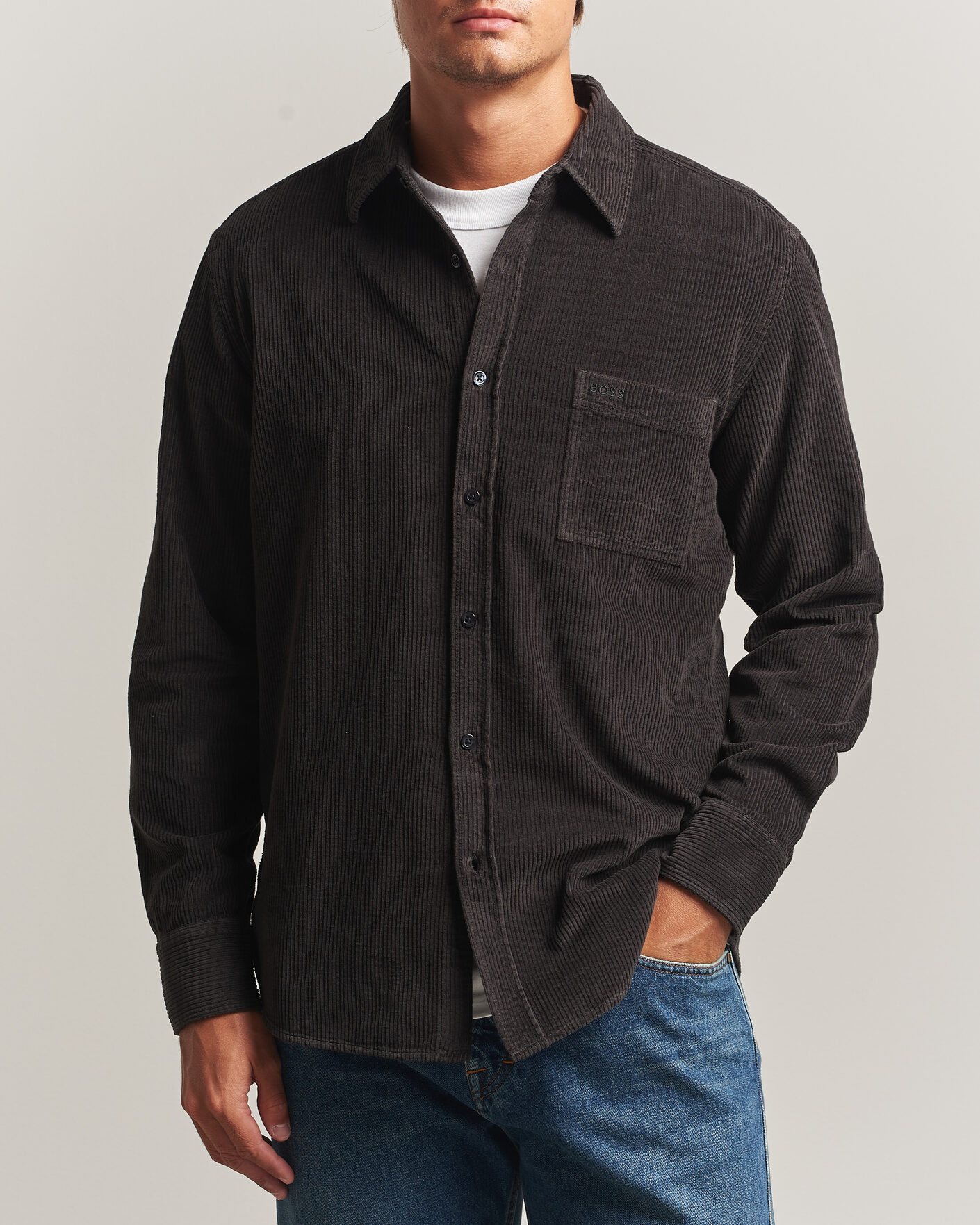 Homme | Chemises | BOSS ORANGE | Relegant Corduroy Shirt Black
