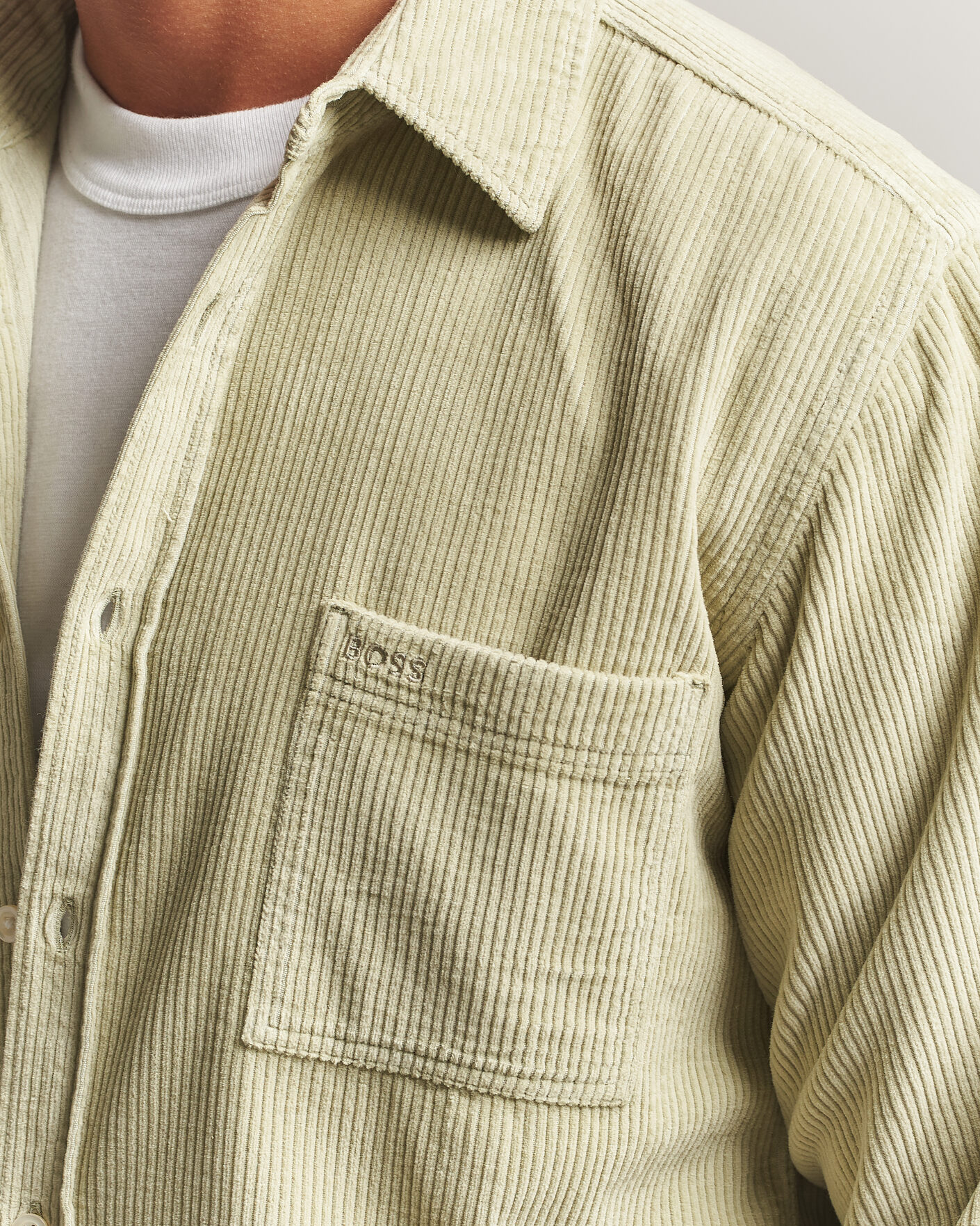 Homme | Chemises | BOSS ORANGE | Relegant Corduroy Shirt Open Green