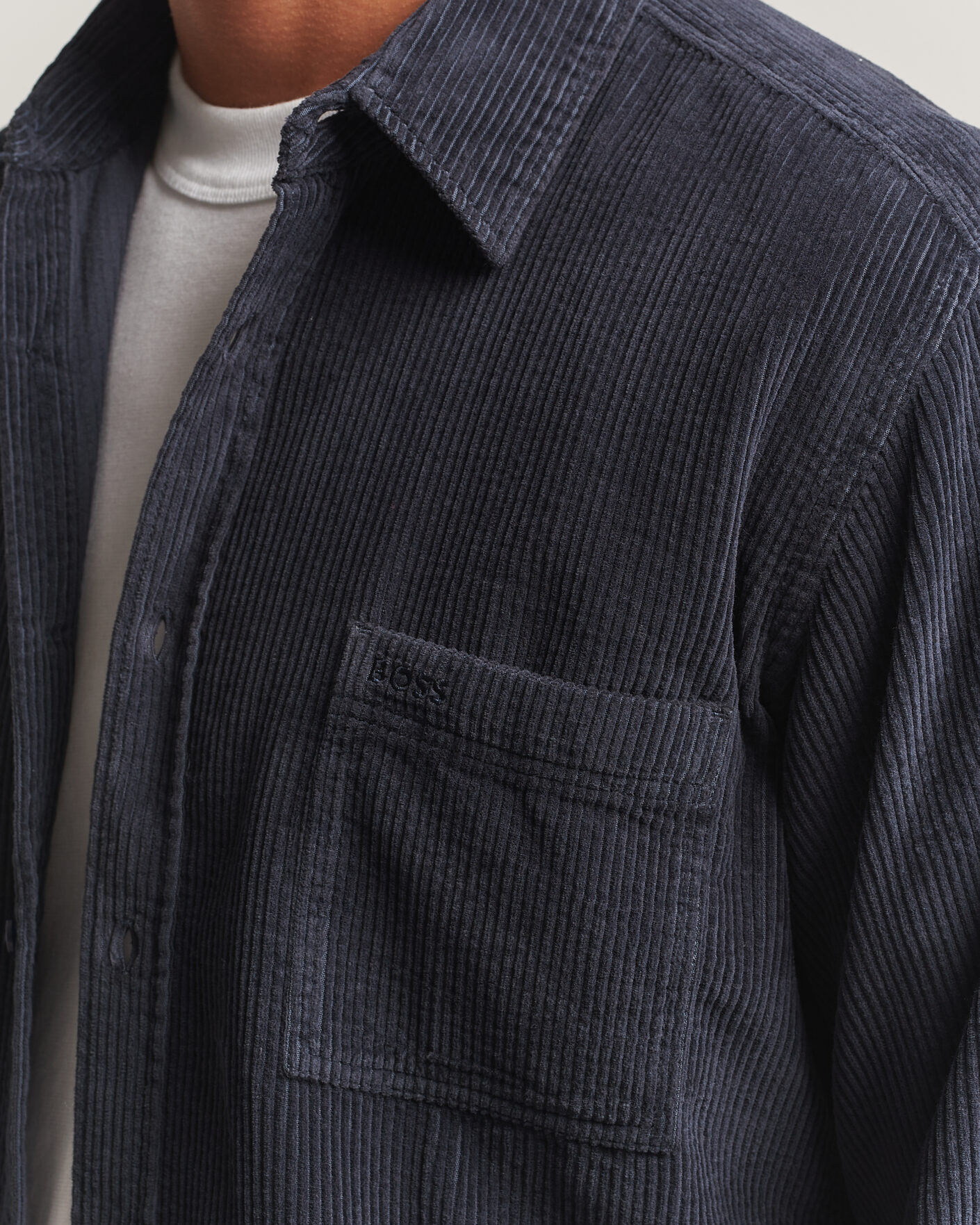 Homme | Chemises | BOSS ORANGE | Relegant Corduroy Shirt Dark Blue