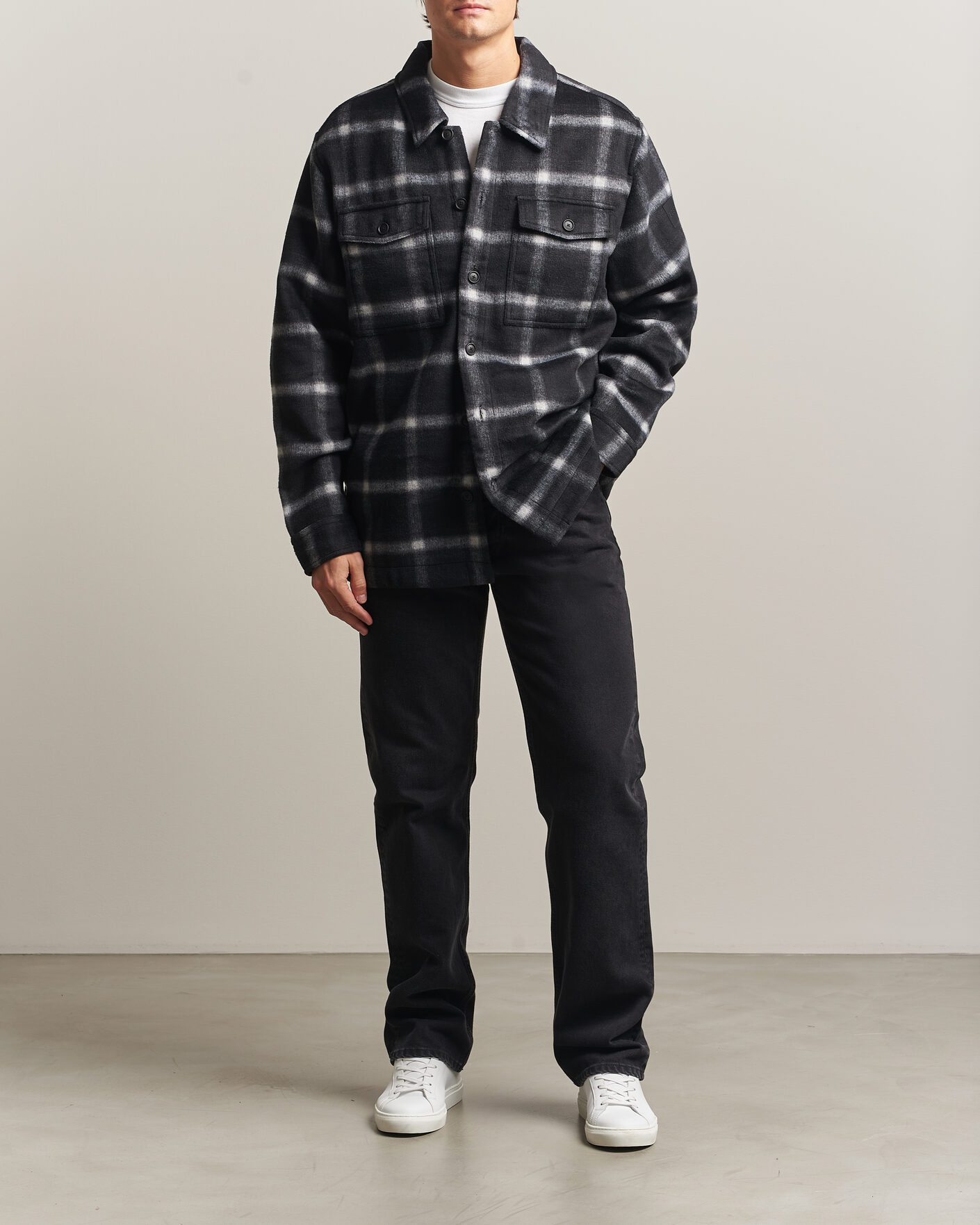 Homme | Manteaux Et Vestes | BOSS ORANGE | Losky Flannel Checked Overshirt Black