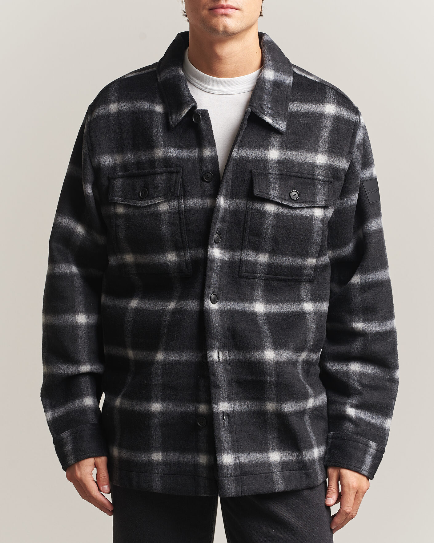 Homme | Manteaux Et Vestes | BOSS ORANGE | Losky Flannel Checked Overshirt Black