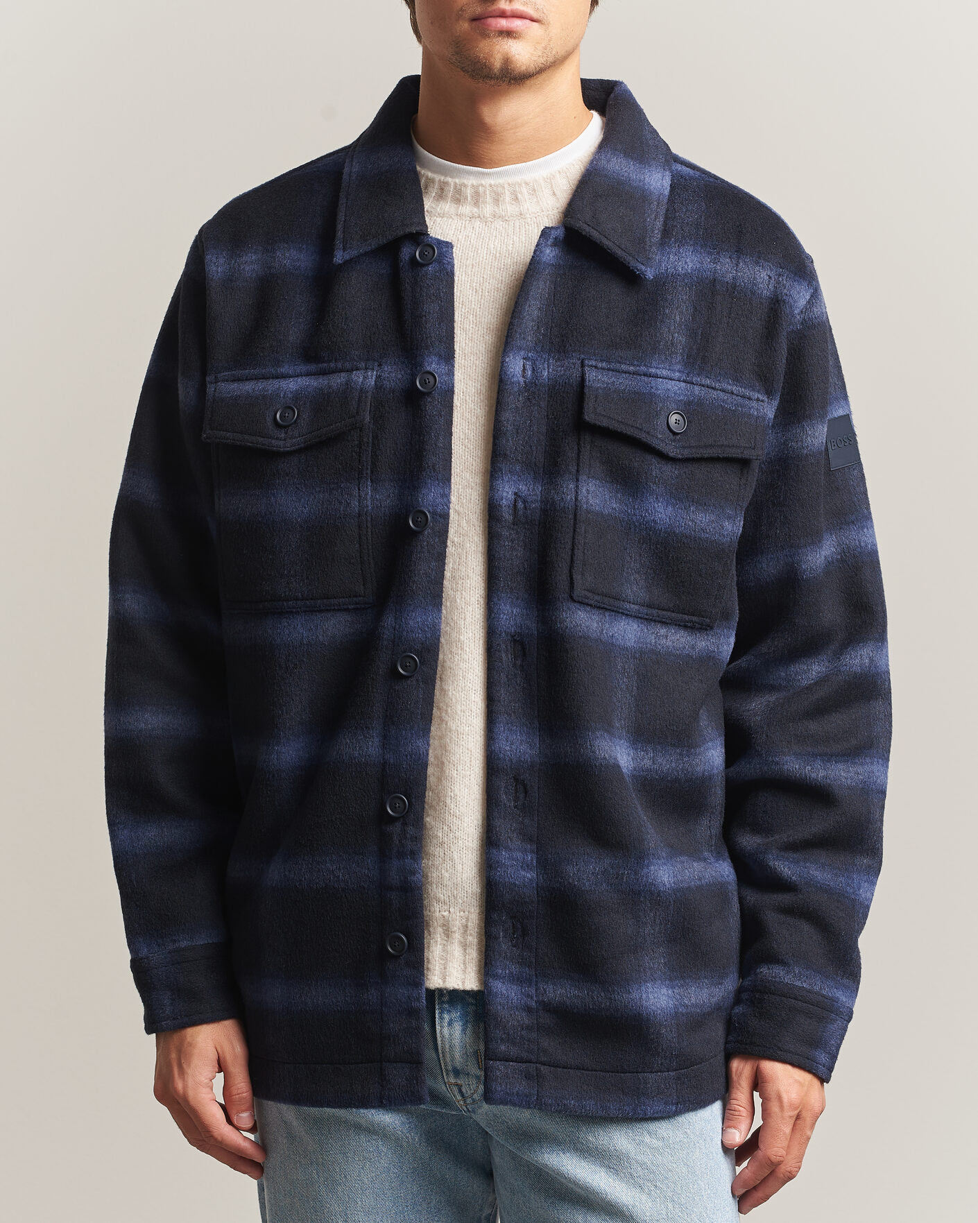 Homme | Manteaux Et Vestes | BOSS ORANGE | Losky Flannel Checked Overshirt Dark Blue