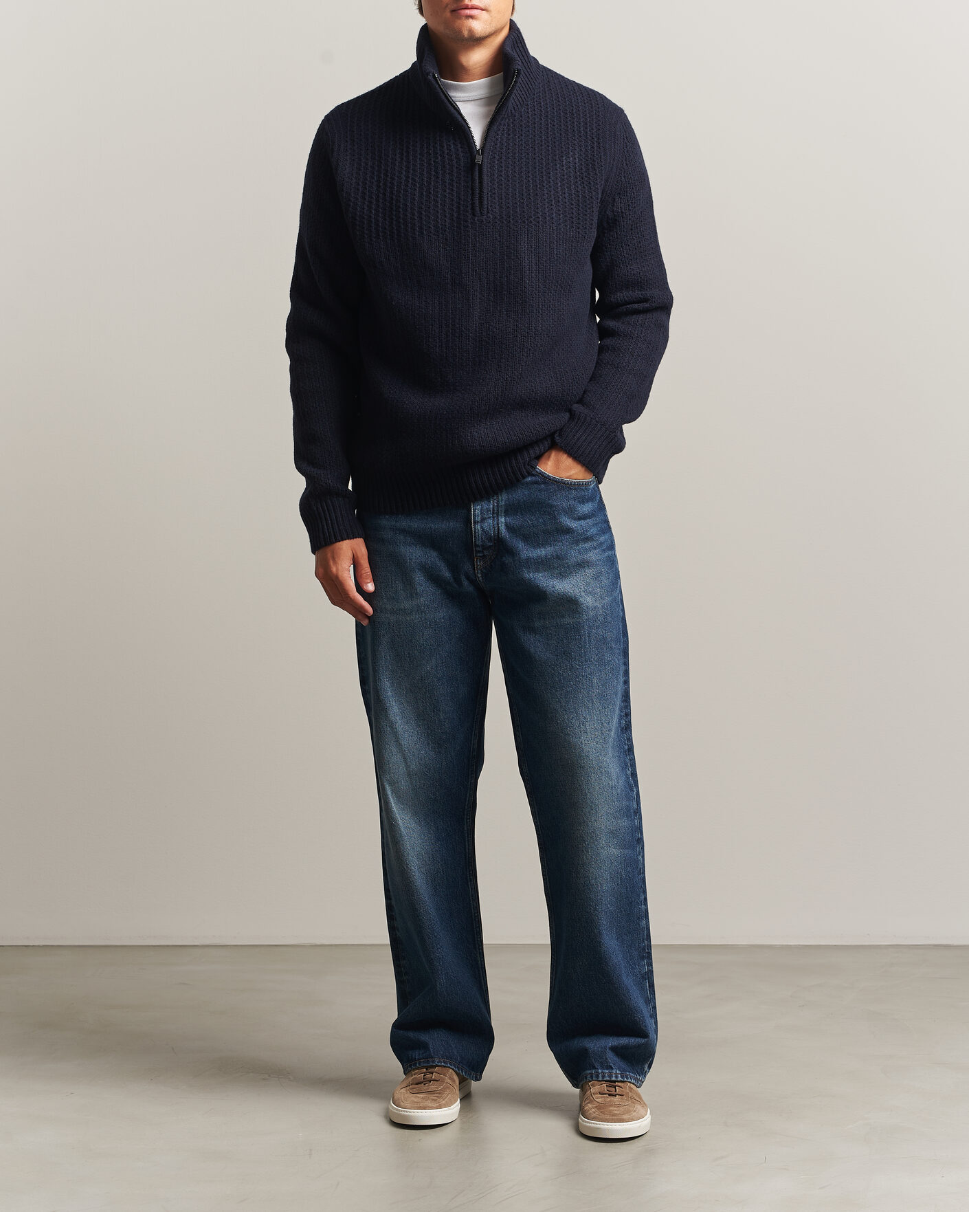 Homme | Pulls Et Tricots | BOSS ORANGE | Kenter Wool Knitted Half Zip Dark Blue