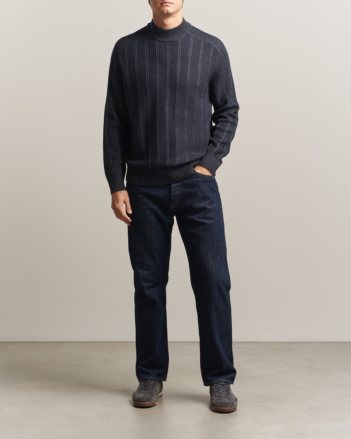 Homme | Pulls Et Tricots | BOSS ORANGE | Katoolo Wool/Cotton Knitted Turtleneck Dark Blue
