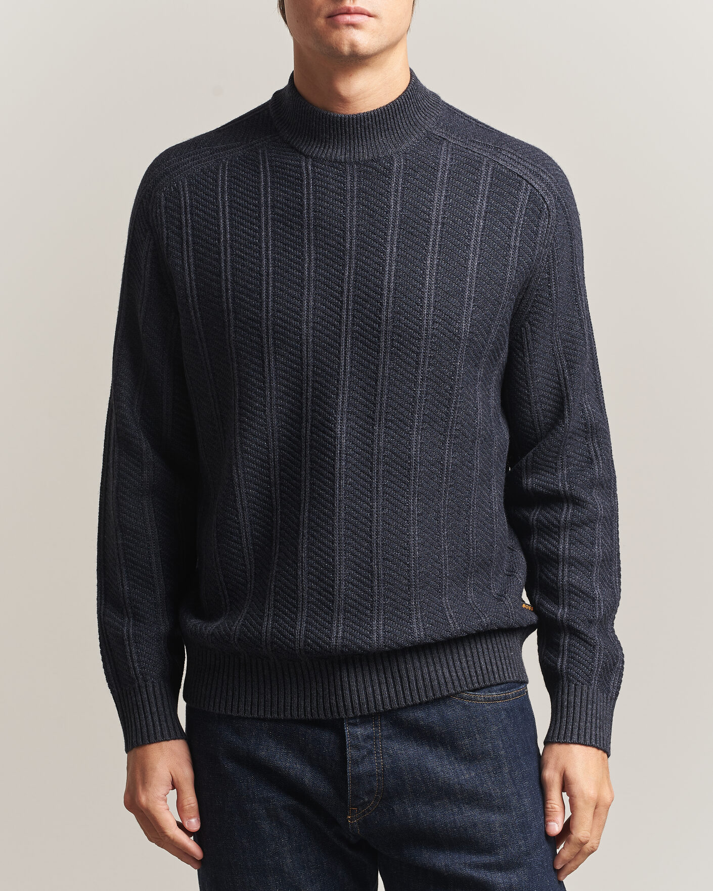Homme | Pulls Et Tricots | BOSS ORANGE | Katoolo Wool/Cotton Knitted Turtleneck Dark Blue