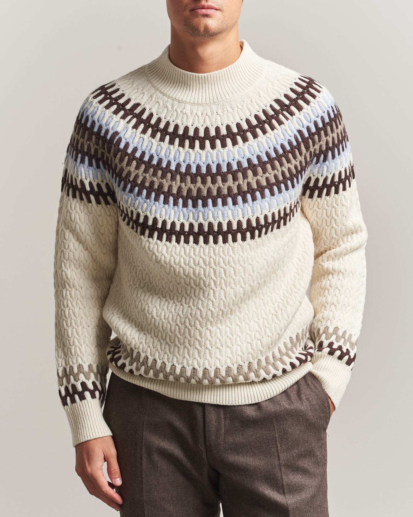 Homme | Pulls Et Tricots | BOSS BLACK | Fiotto Wool Fairisle Sweater Open White