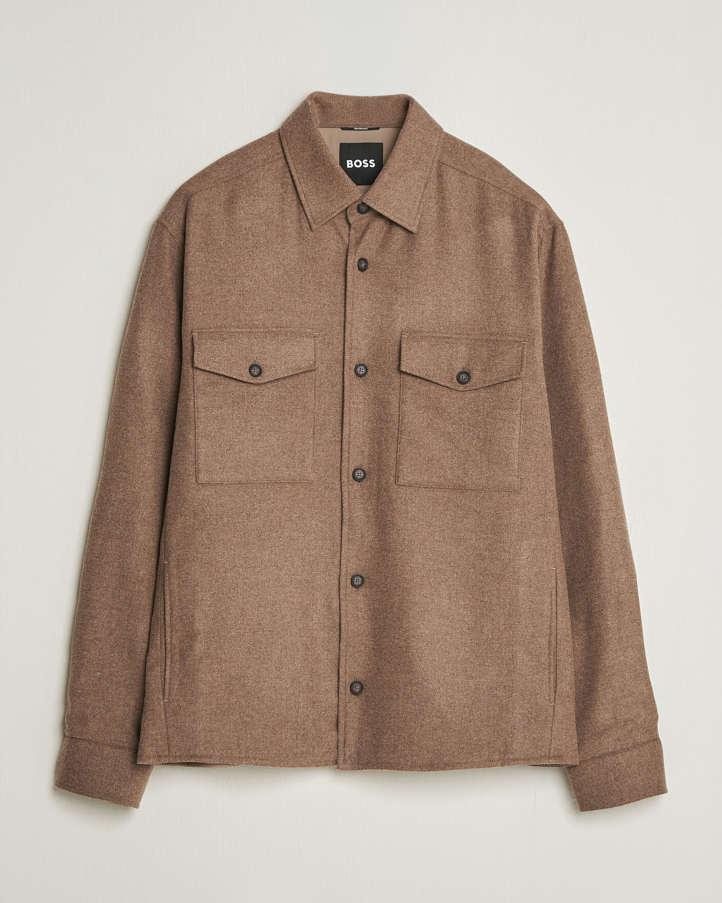 Homme | Chemises | BOSS BLACK | Colin Brushed Pocket Overshirt Open Brown