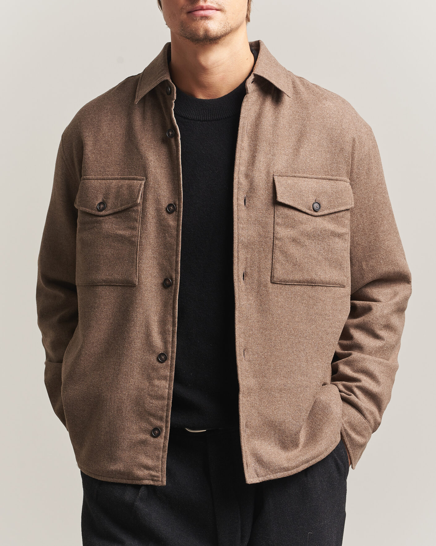 Homme | Chemises | BOSS BLACK | Colin Brushed Pocket Overshirt Open Brown