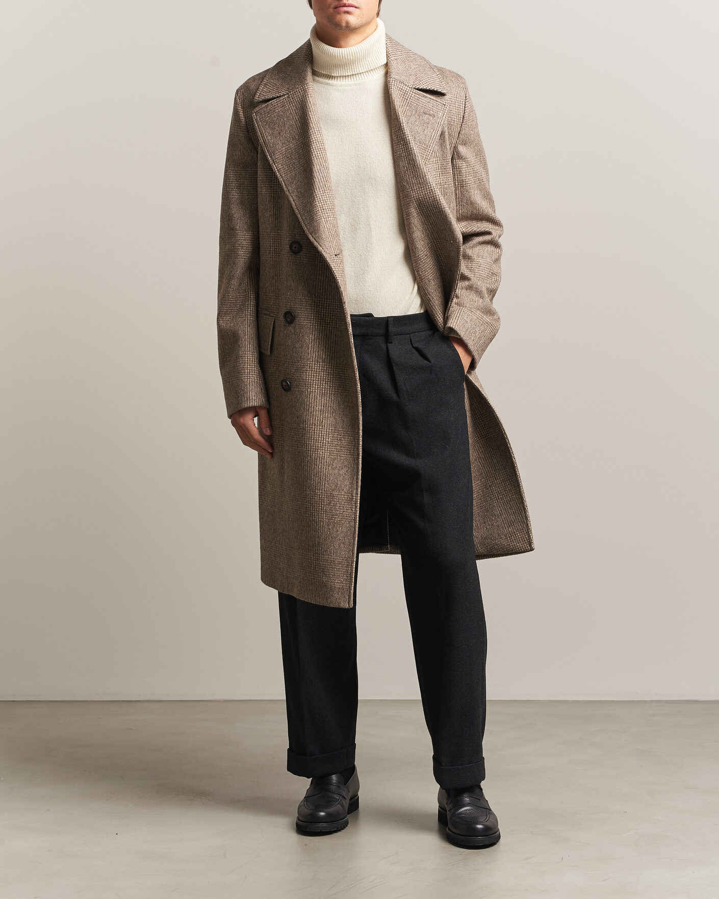 Homme | Manteaux Et Vestes | BOSS BLACK | Jared Wool Double Breasted Coat Open Brown