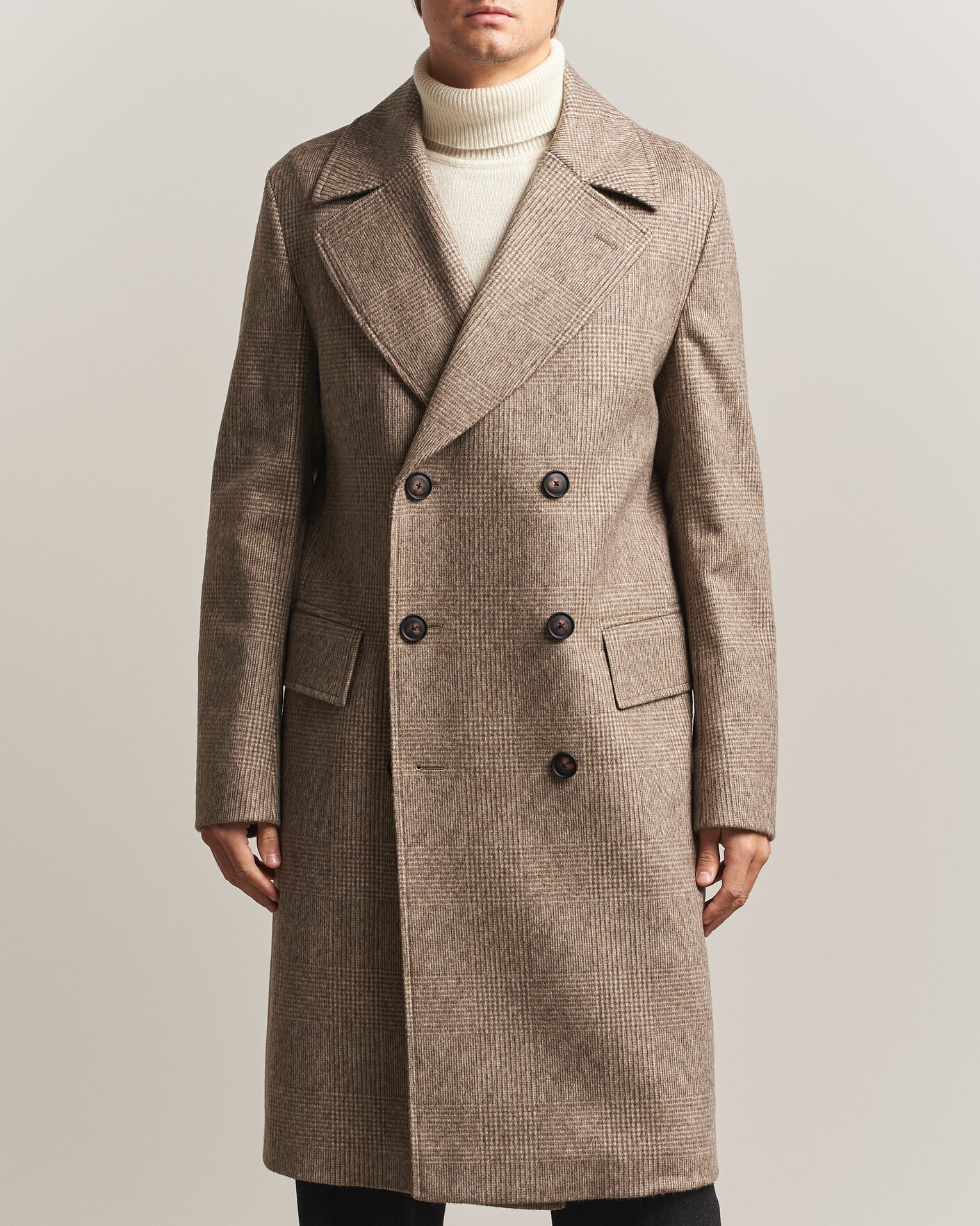 Homme | Manteaux Et Vestes | BOSS BLACK | Jared Wool Double Breasted Coat Open Brown