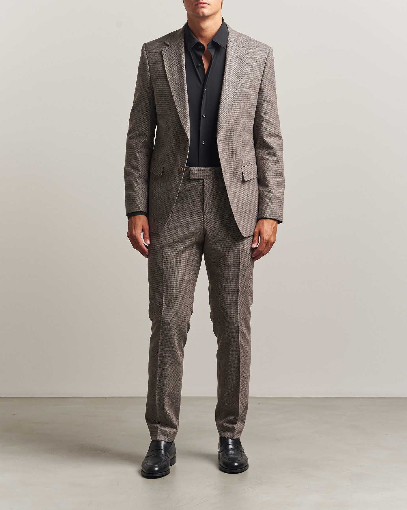 Homme | Costumes | BOSS BLACK | Huge Wool Pepita Suit Dark Brown