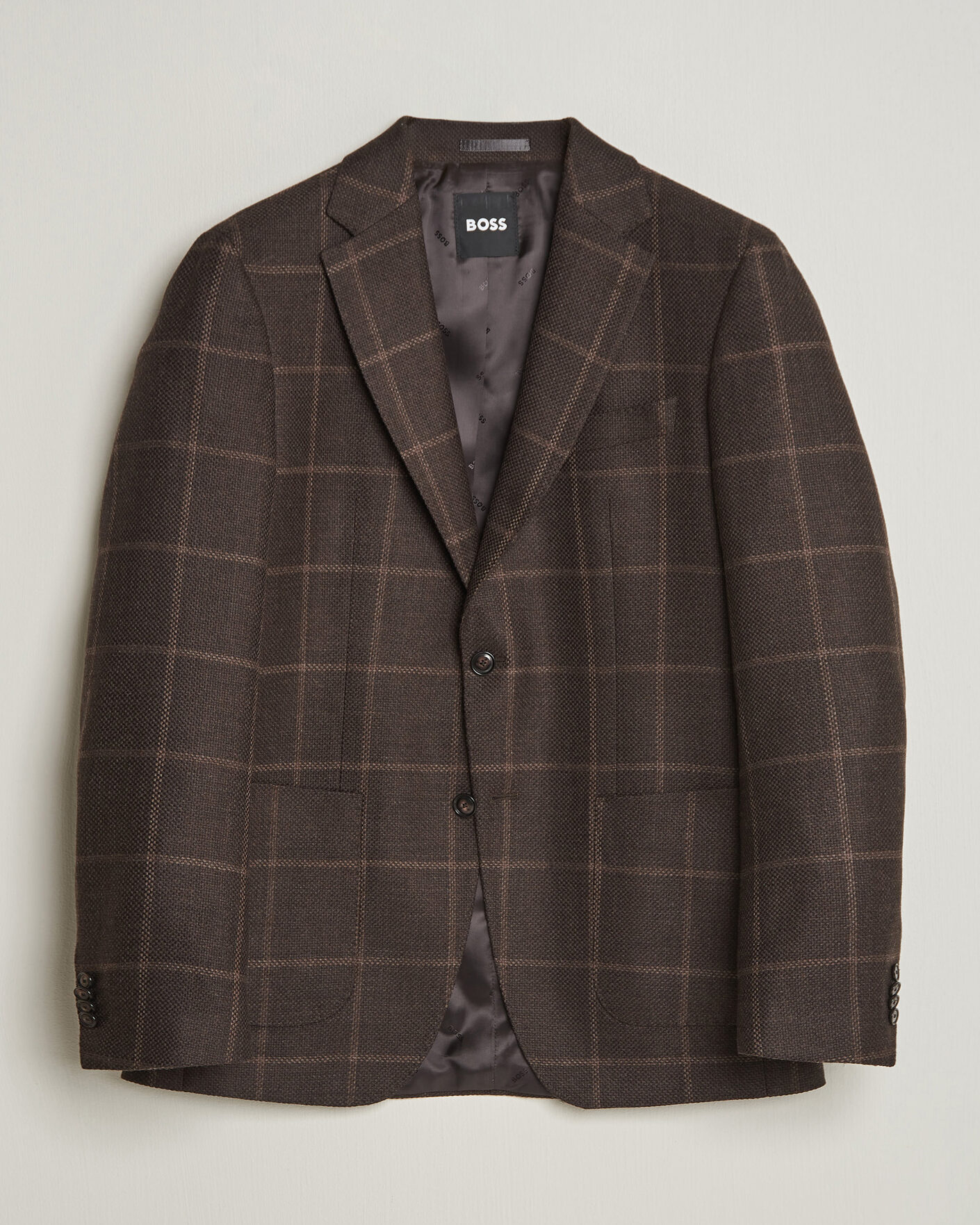 Homme | Blazers | BOSS BLACK | Hutson Checked Wool Blazer Dark Brown