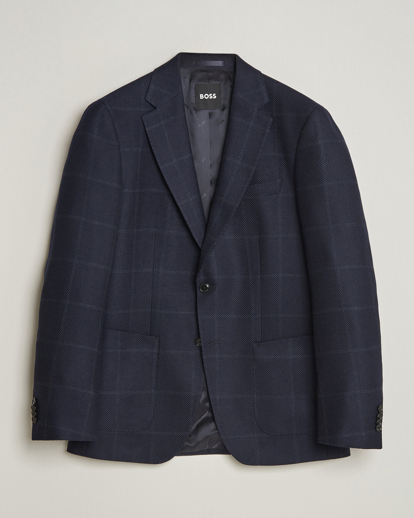 Homme | Blazers | BOSS BLACK | Hutson Checked Wool Blazer Dark Blue