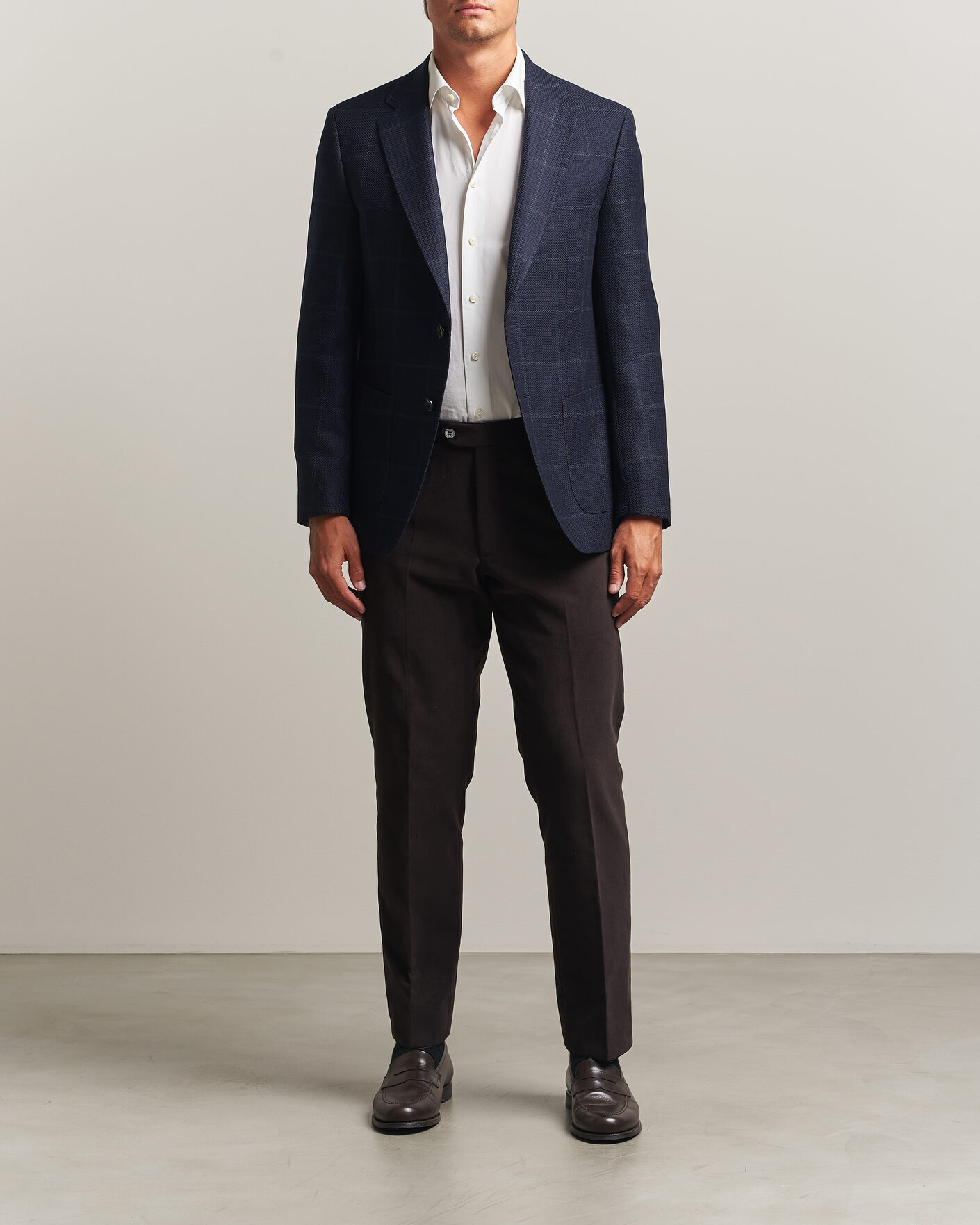 Homme | Blazers | BOSS BLACK | Hutson Checked Wool Blazer Dark Blue