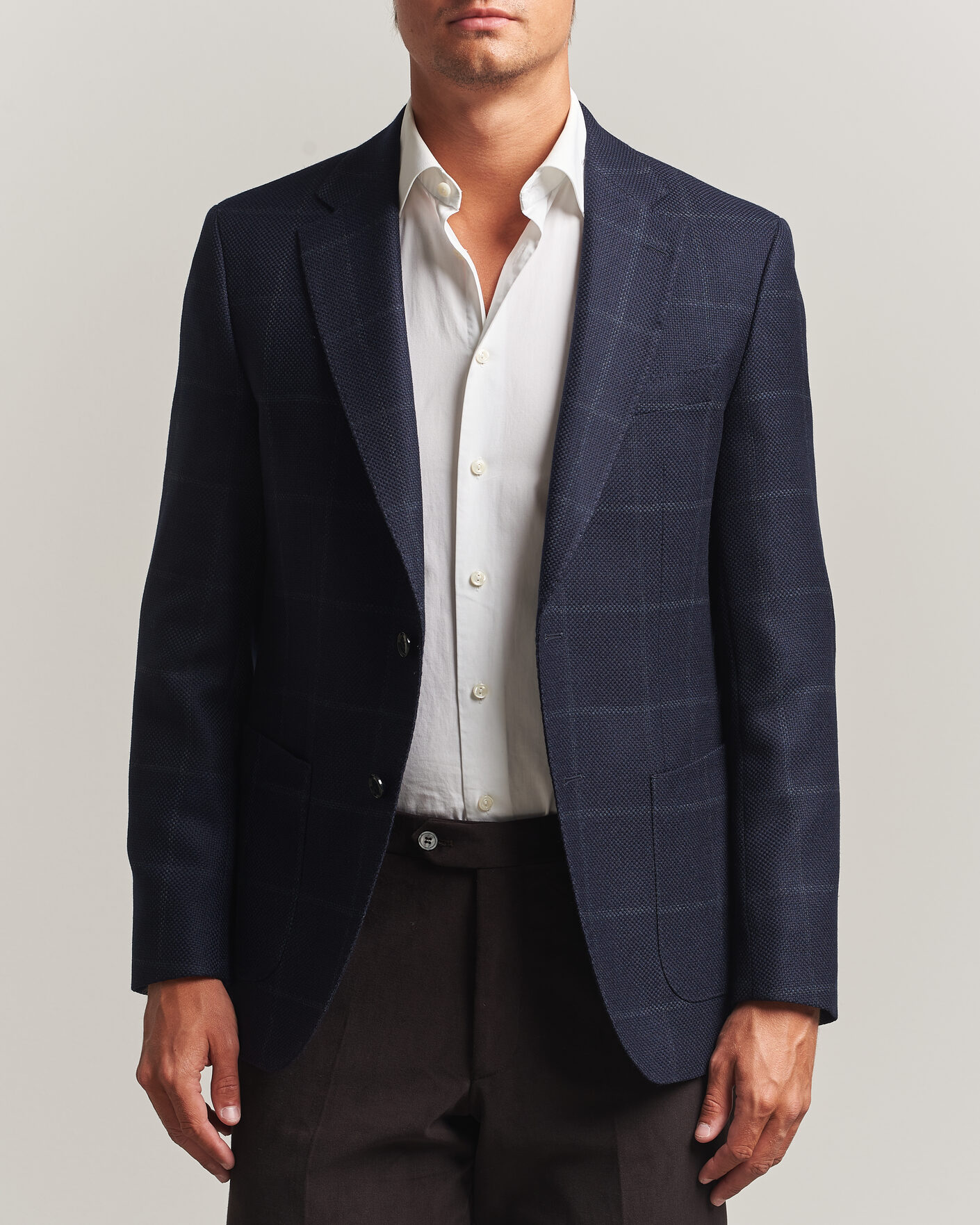 Homme | Blazers | BOSS BLACK | Hutson Checked Wool Blazer Dark Blue