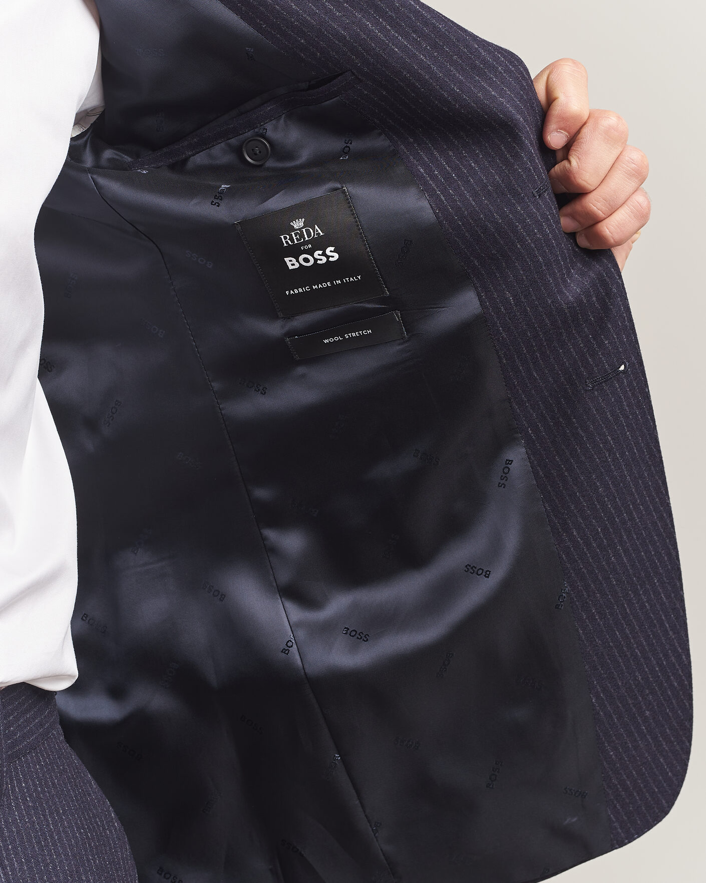Homme | Costumes | BOSS BLACK | Huge Wool Pinstriped Suit Dark Blue