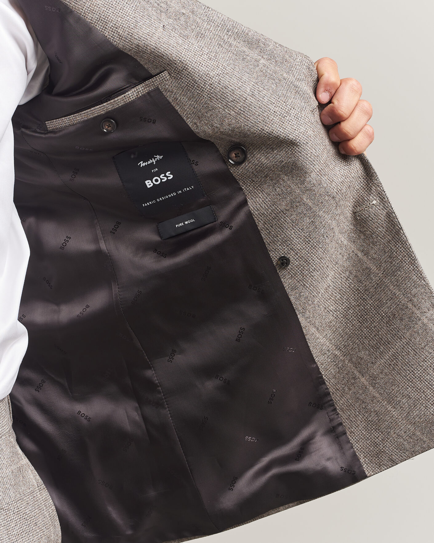 Homme | Costumes | BOSS BLACK | Huge Wool Checked Double Breasted Suit Open Brown