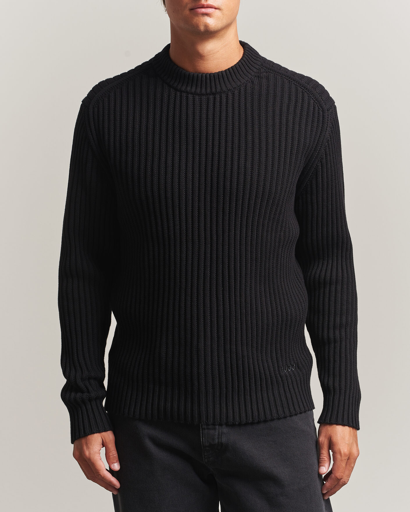Homme | Pulls Et Tricots | HUGO | Sribban Cotton Knitted Sweater Black