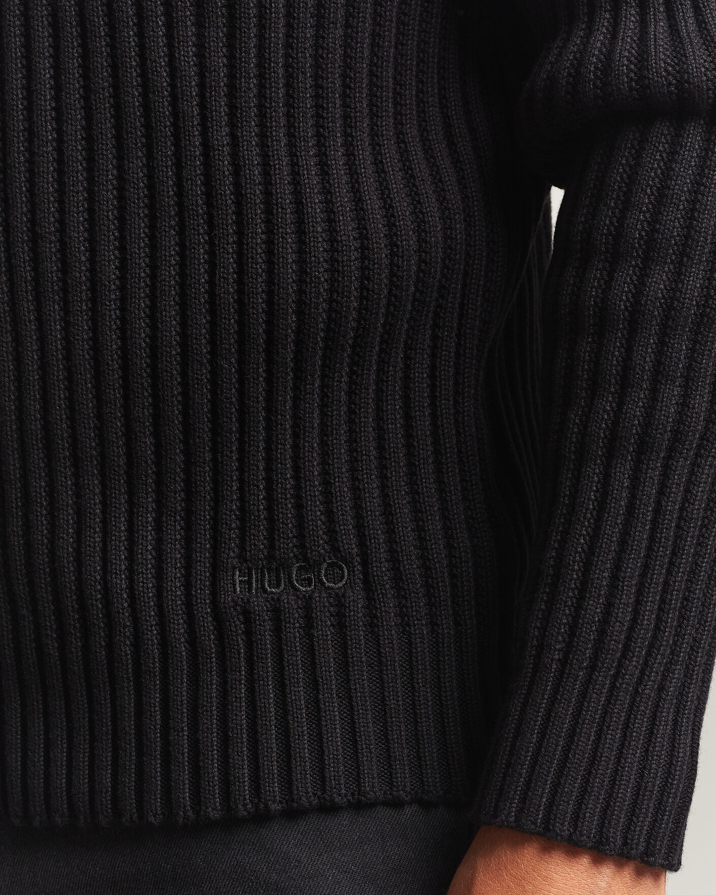 Homme | Pulls Et Tricots | HUGO | Sribban Cotton Knitted Sweater Black