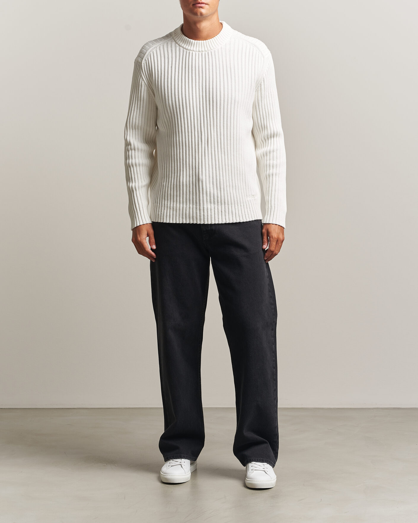 Homme | Pulls Et Tricots | HUGO | Sribban Cotton Knitted Sweater Natural