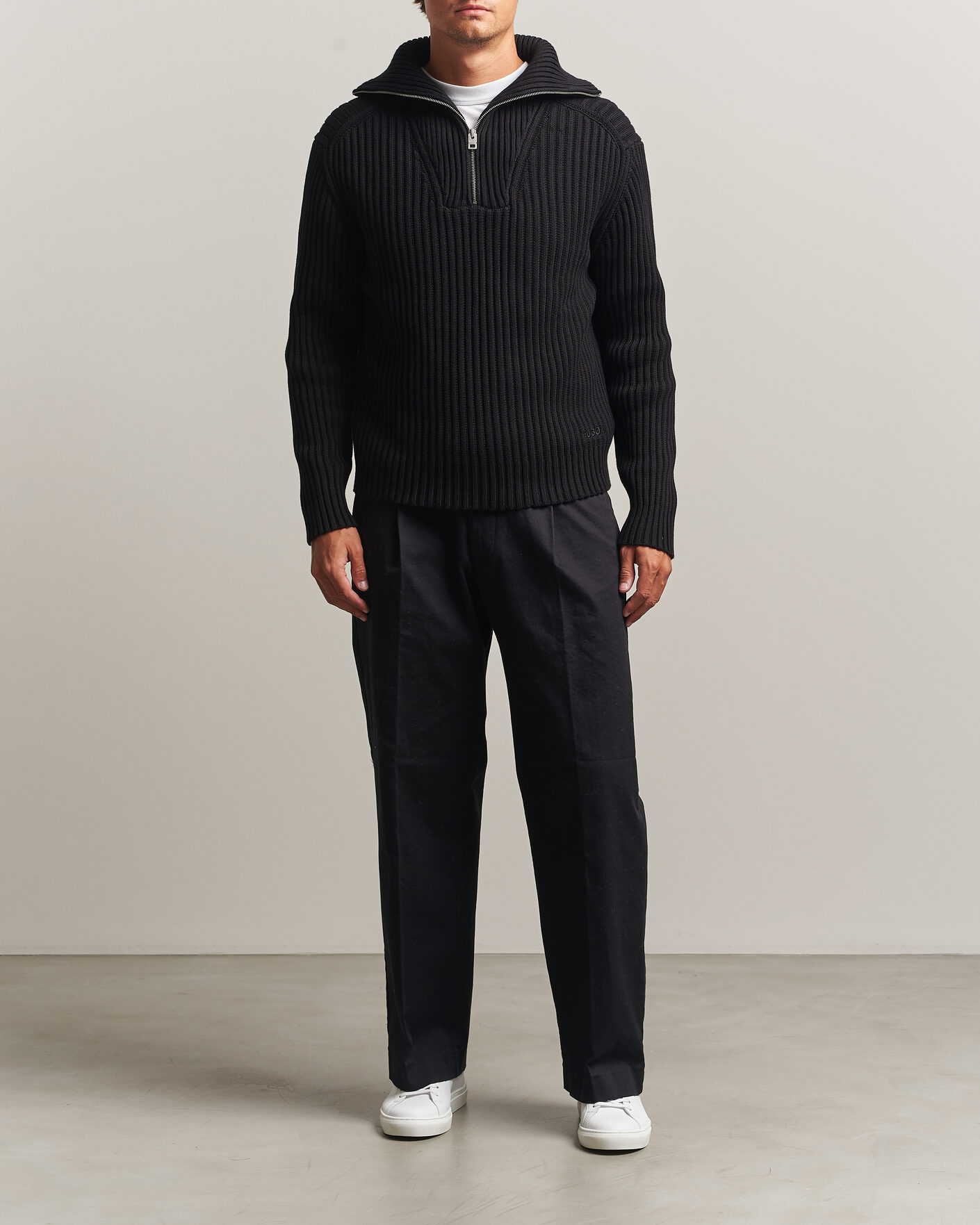 Homme | Pulls Et Tricots | HUGO | Srtithon Cotton Knitted Half Zip Black