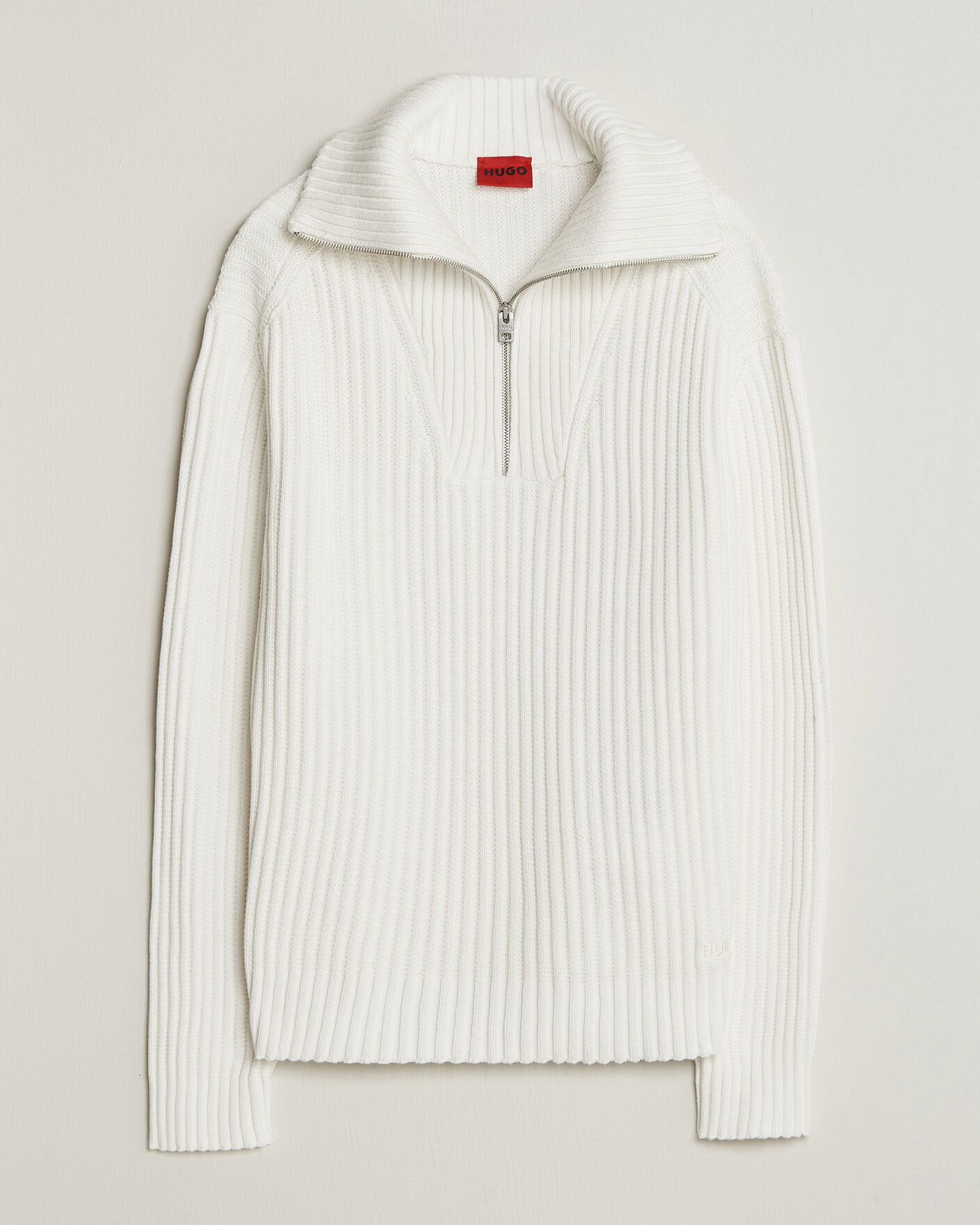 Homme | Pulls Et Tricots | HUGO | Srtithon Cotton Knitted Half Zip Natural