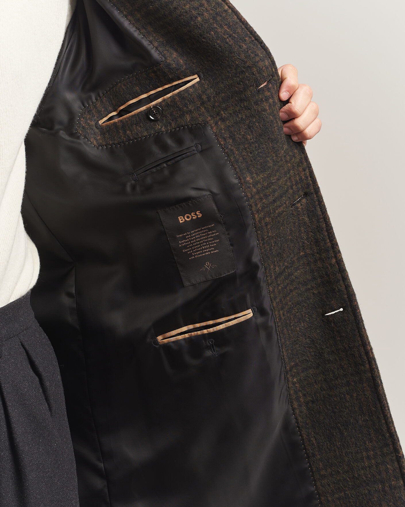 Homme | Manteaux Et Vestes | BOSS CAMEL | Cohn Wool Checked Coat Open Green