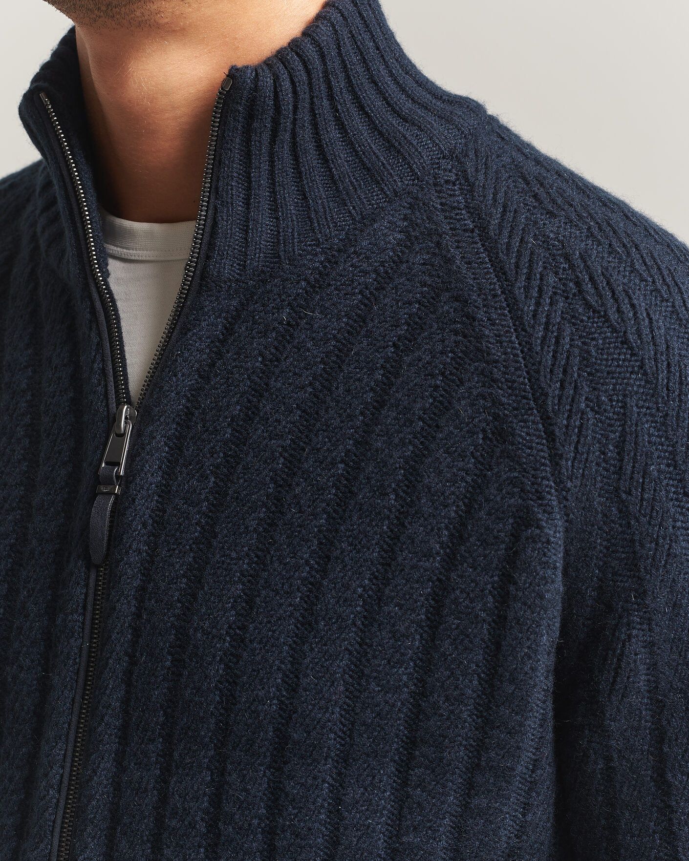 Homme | Pulls Et Tricots | BOSS CAMEL | Filane Wool Knitted Full Zip Dark Blue