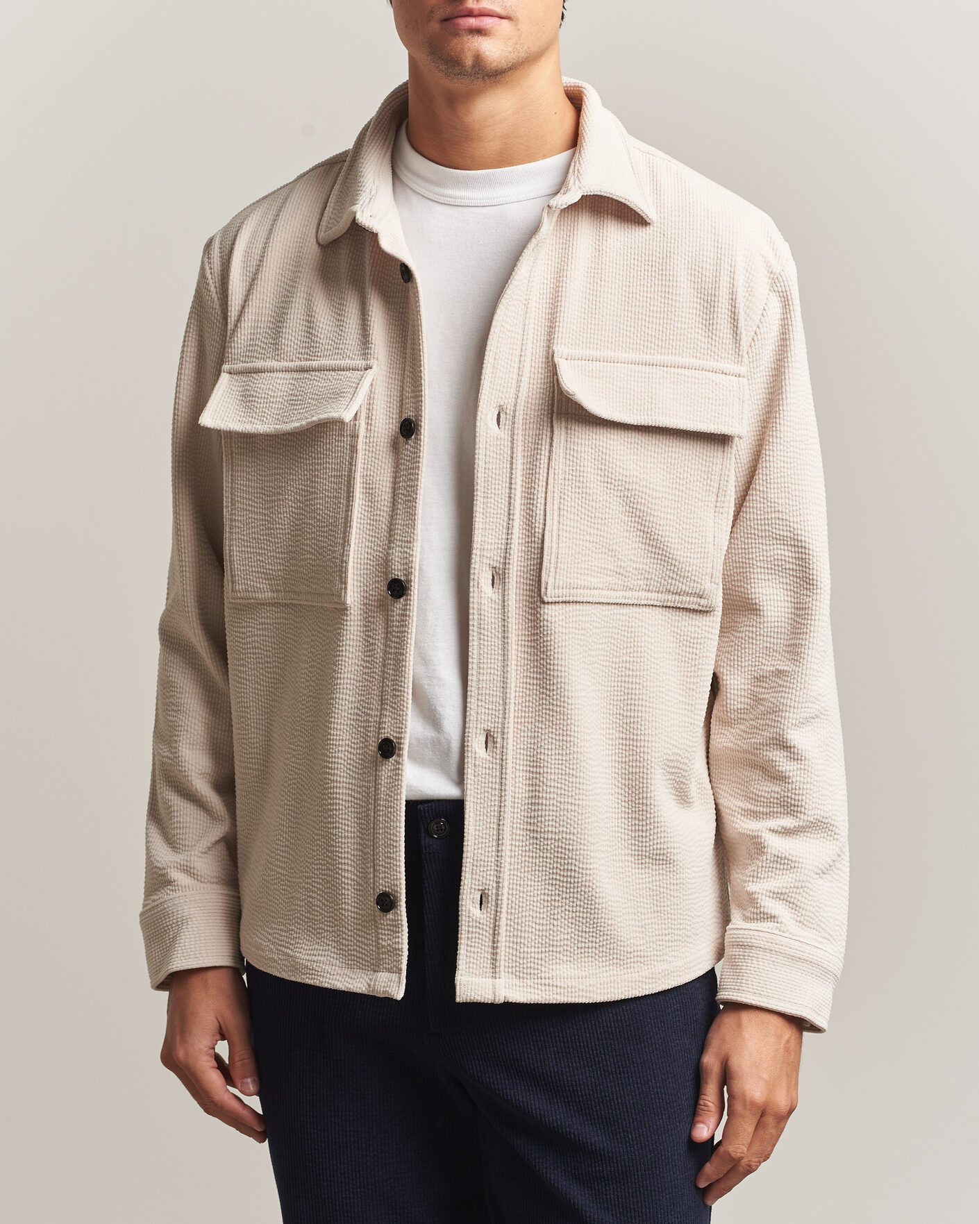 Homme | Chemises | J.Lindeberg | Finnigan Drape Cord Overshirt Moonbeam