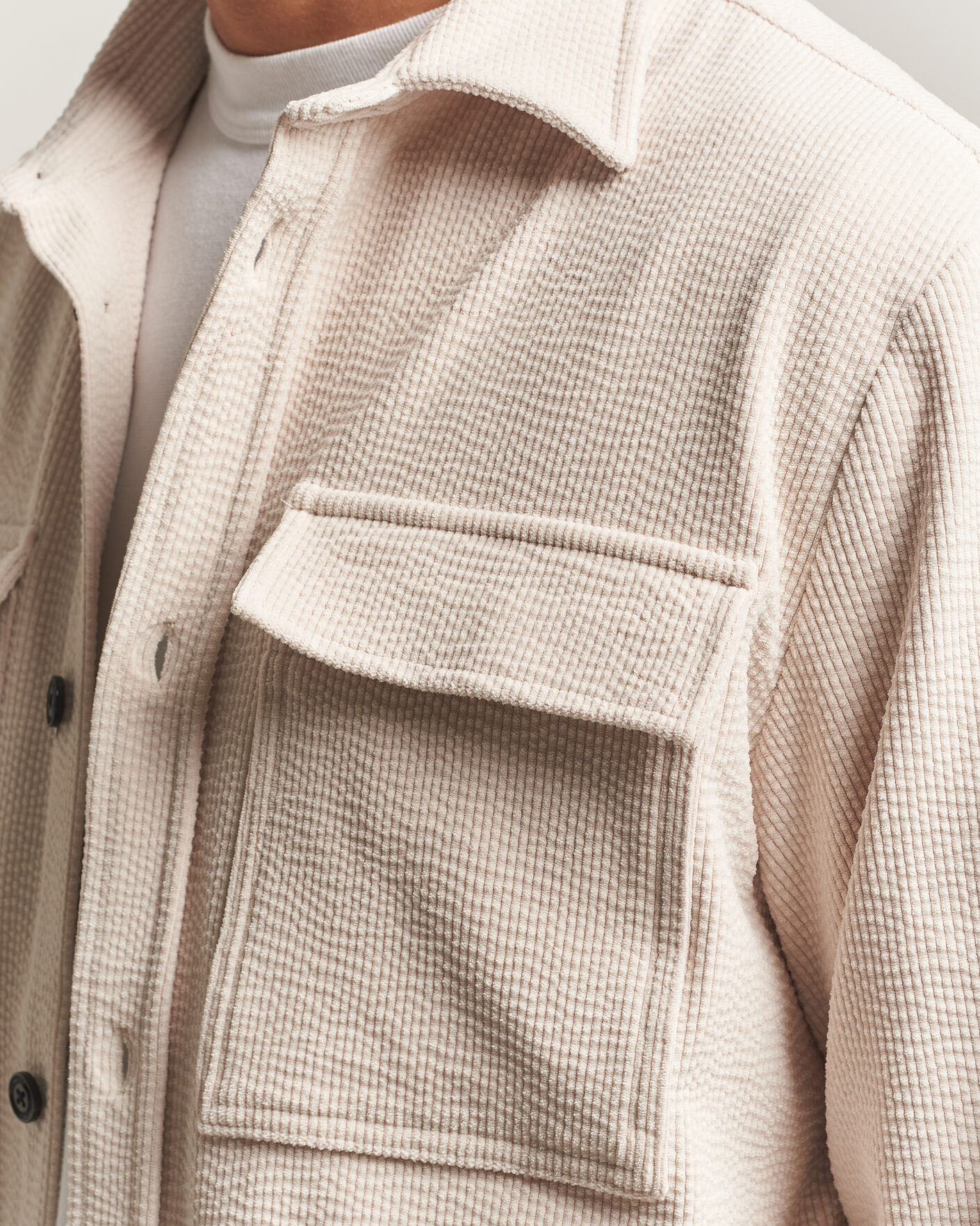 Homme | Chemises | J.Lindeberg | Finnigan Drape Cord Overshirt Moonbeam