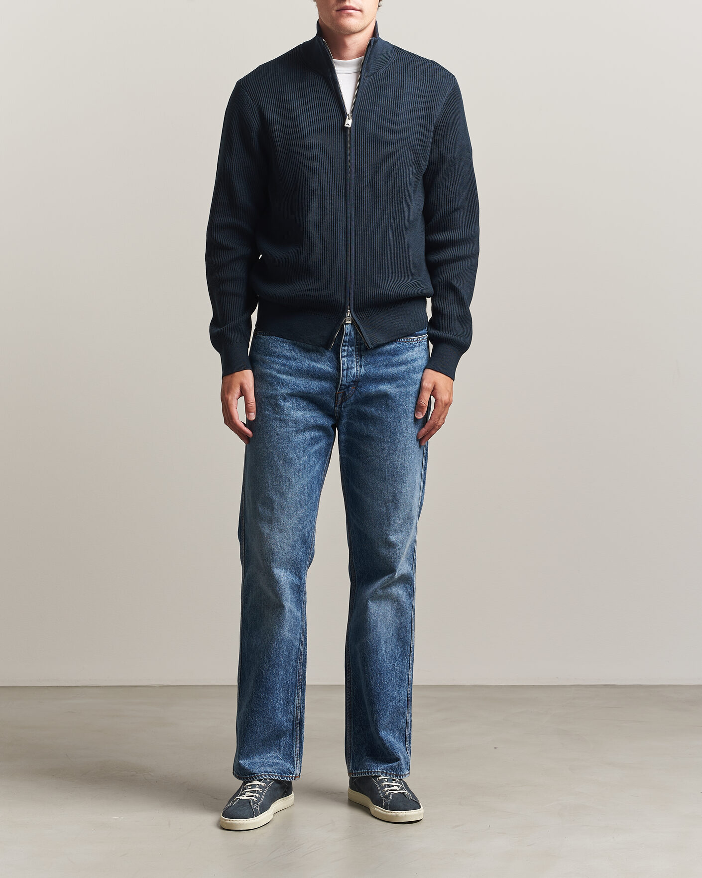 Homme | Pulls Et Tricots | J.Lindeberg | Alexis Cotton Full Zip JL Navy